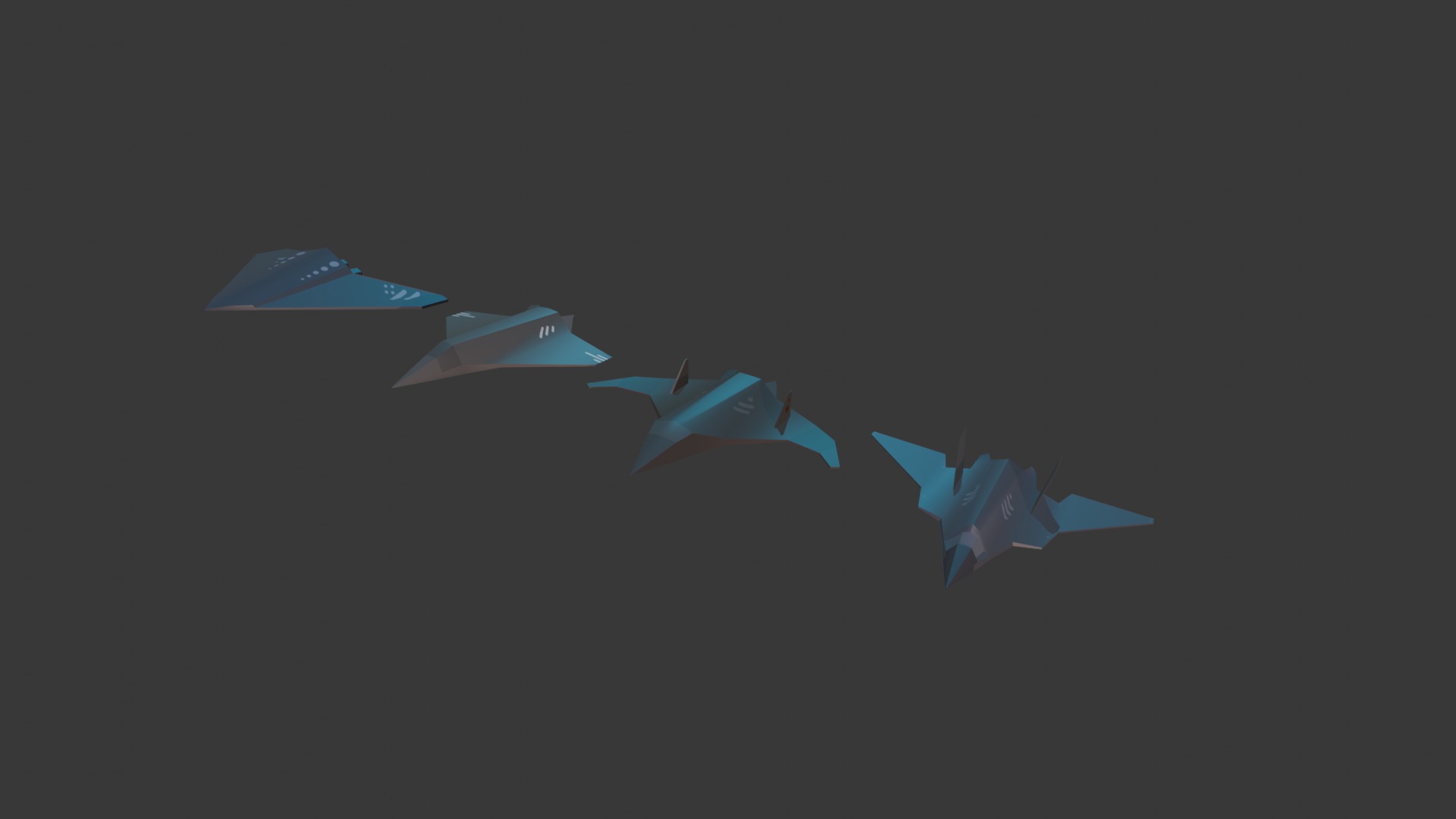 PACK OF 4 MILITARY FIGHTER PLANES Low-poly 3D model_13