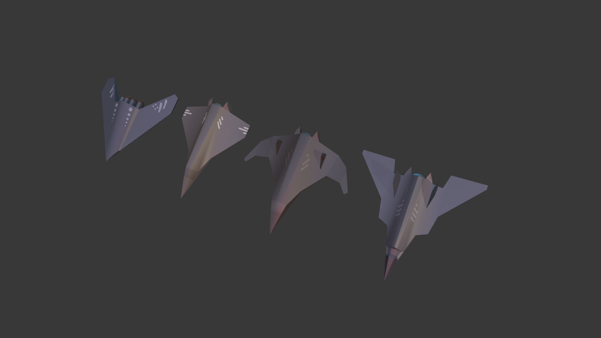 PACK OF 4 MILITARY FIGHTER PLANES Low-poly 3D model_23