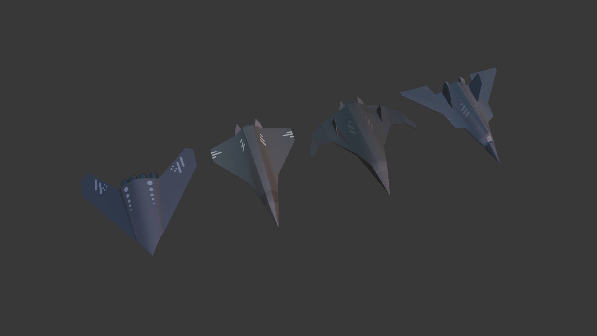PACK OF 4 MILITARY FIGHTER PLANES Low-poly 3D model_3