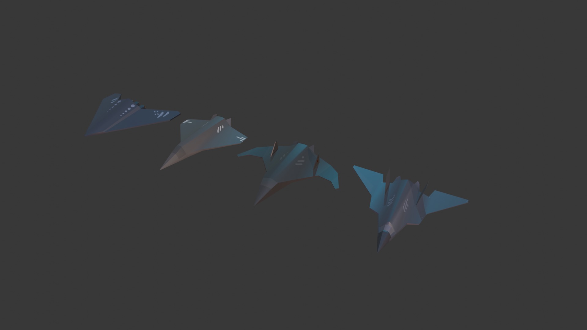 PACK OF 4 MILITARY FIGHTER PLANES Low-poly 3D model_25