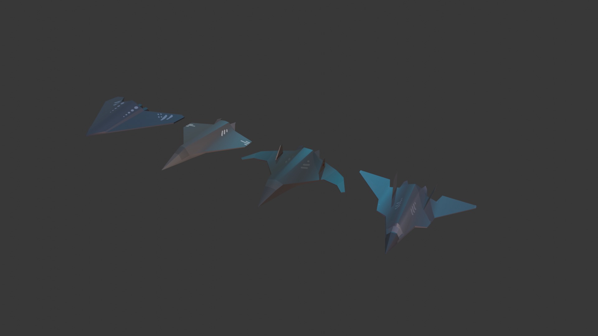 PACK OF 4 MILITARY FIGHTER PLANES Low-poly 3D model_9