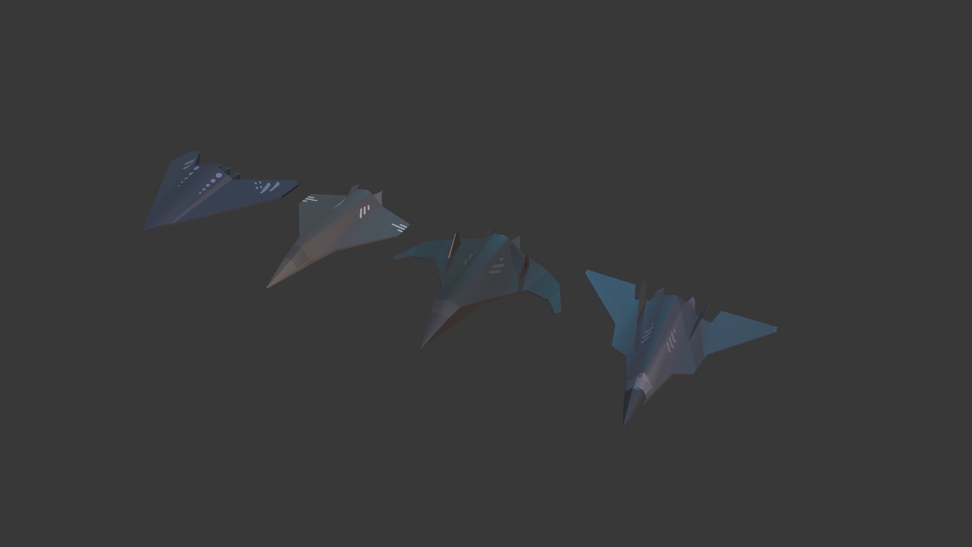 PACK OF 4 MILITARY FIGHTER PLANES Low-poly 3D model_14