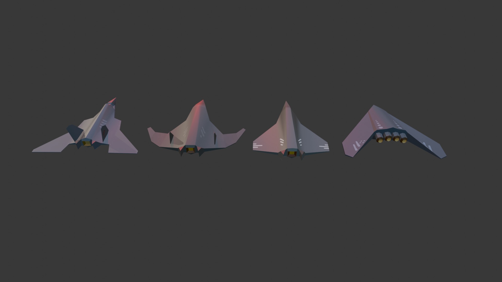PACK OF 4 MILITARY FIGHTER PLANES Low-poly 3D model_4