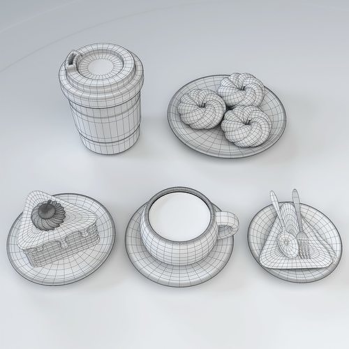 Coffee Brunch menu Set 3D model 6