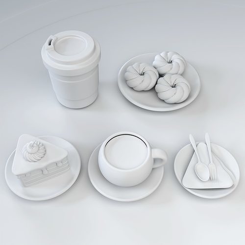 Coffee Brunch menu Set 3D model 5