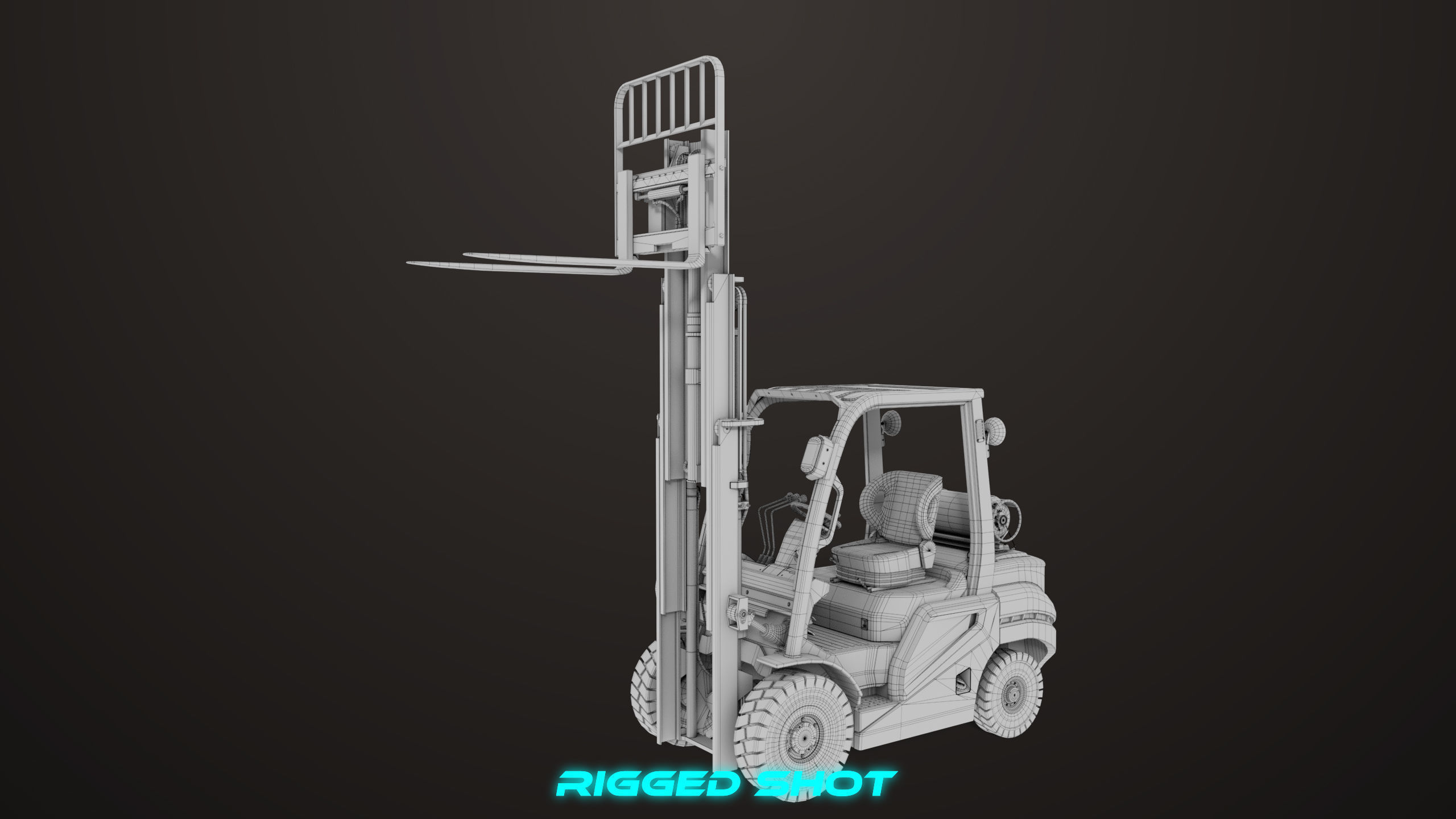Forklift Truck 02 Orange All PBR Unity UE Textures Low-poly 3D model_43