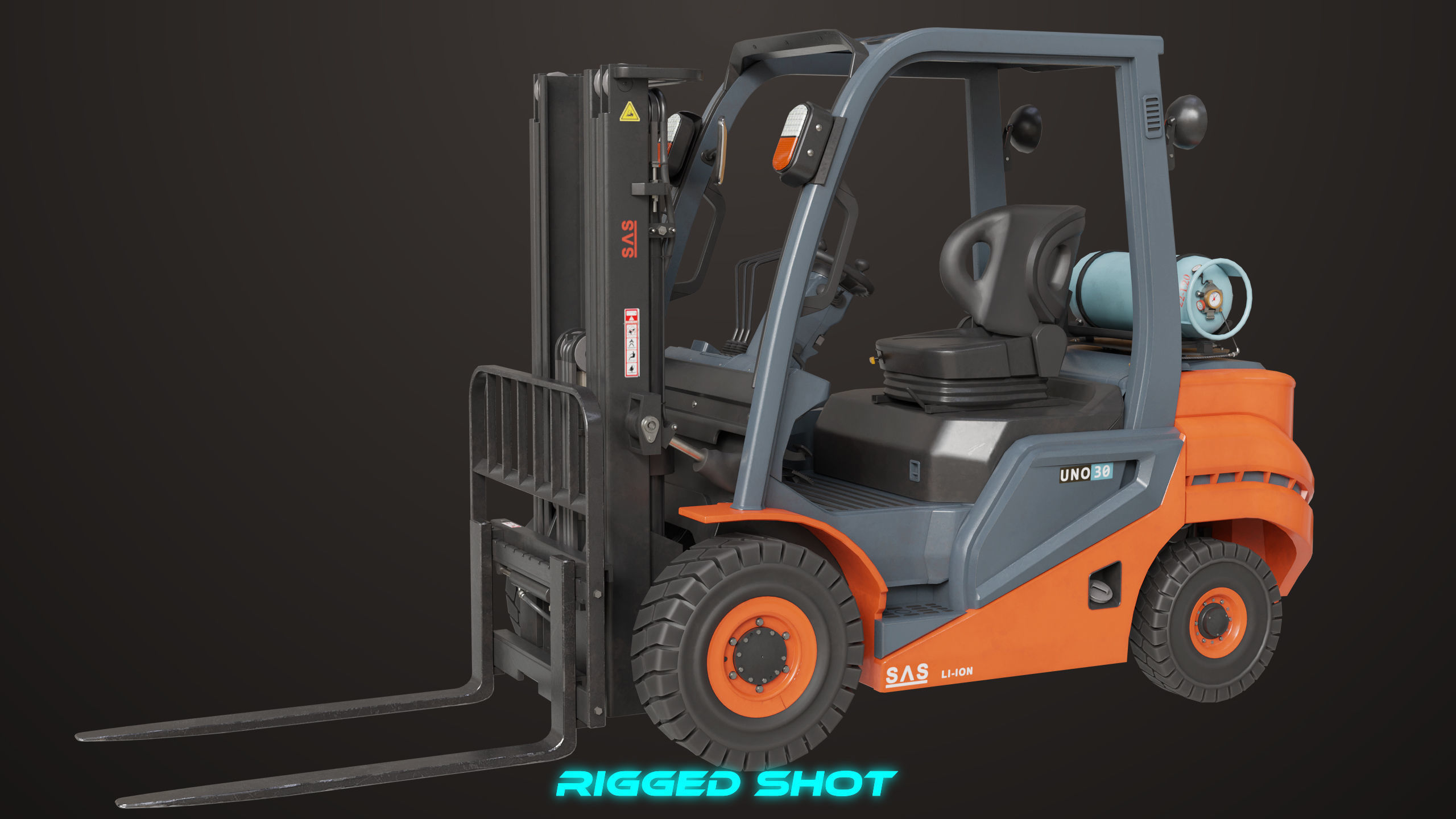 Forklift Truck 02 Orange All PBR Unity UE Textures Low-poly 3D model_24