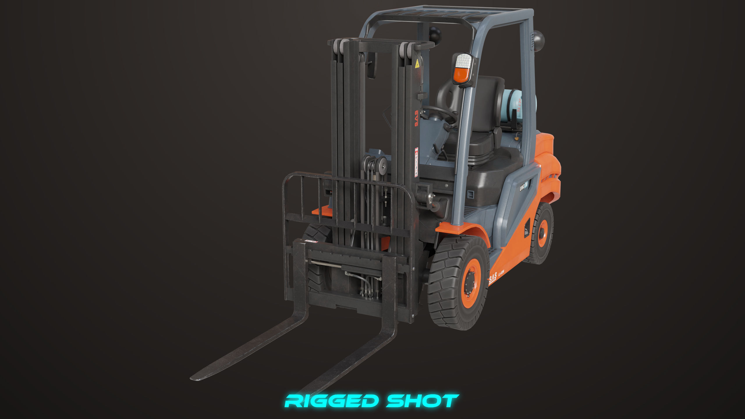 Forklift Truck 02 Orange All PBR Unity UE Textures Low-poly 3D model_20