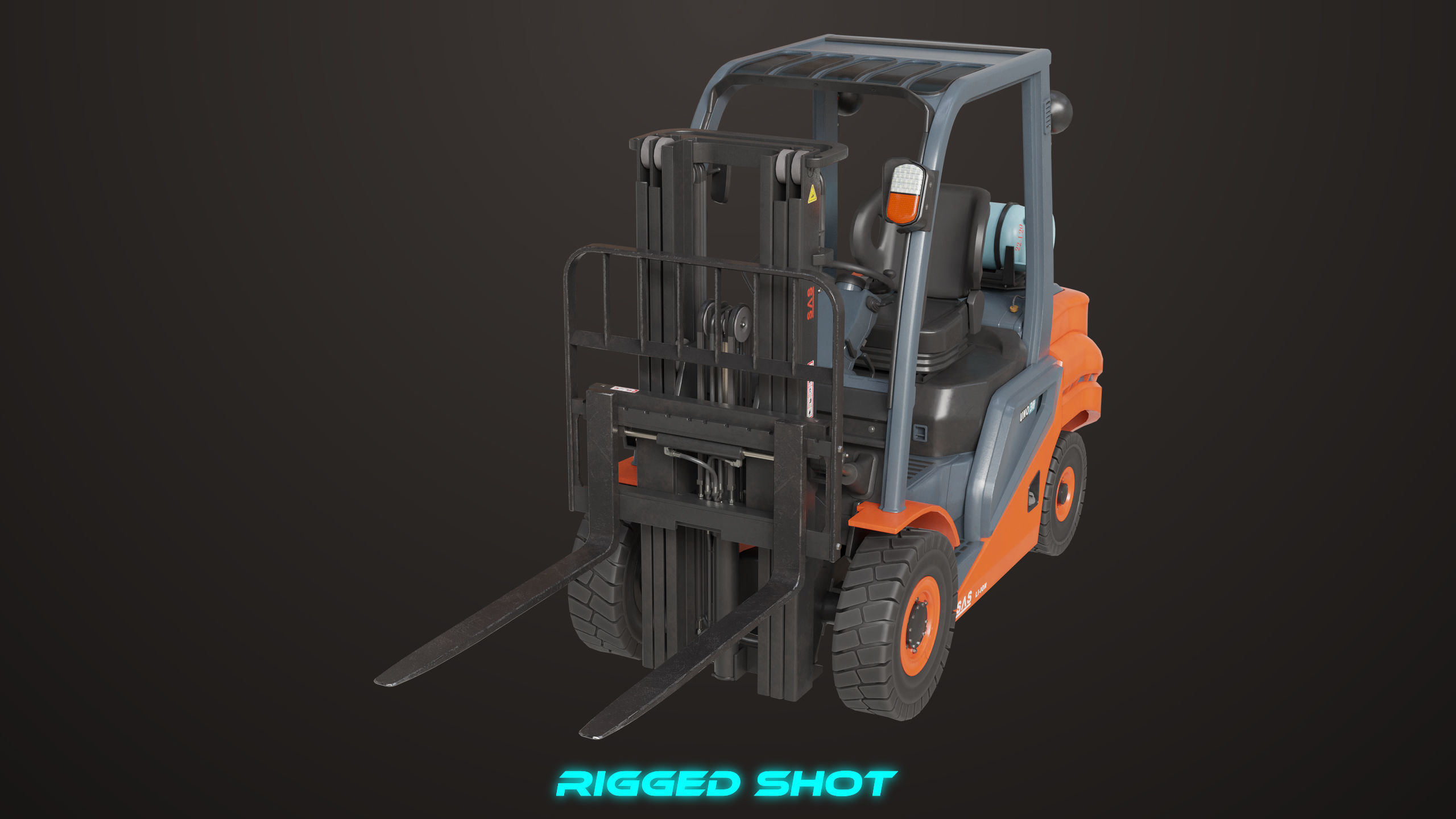 Forklift Truck 02 Orange All PBR Unity UE Textures Low-poly 3D model_22
