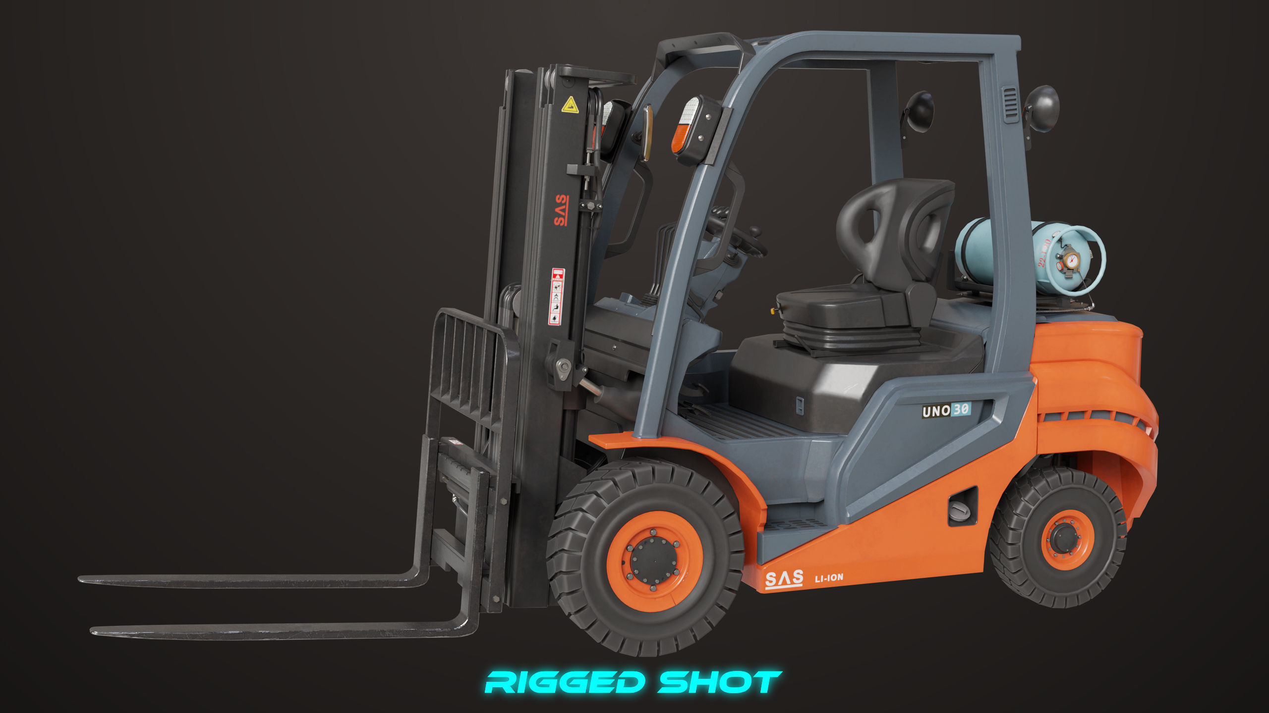Forklift Truck 02 Orange All PBR Unity UE Textures Low-poly 3D model_27