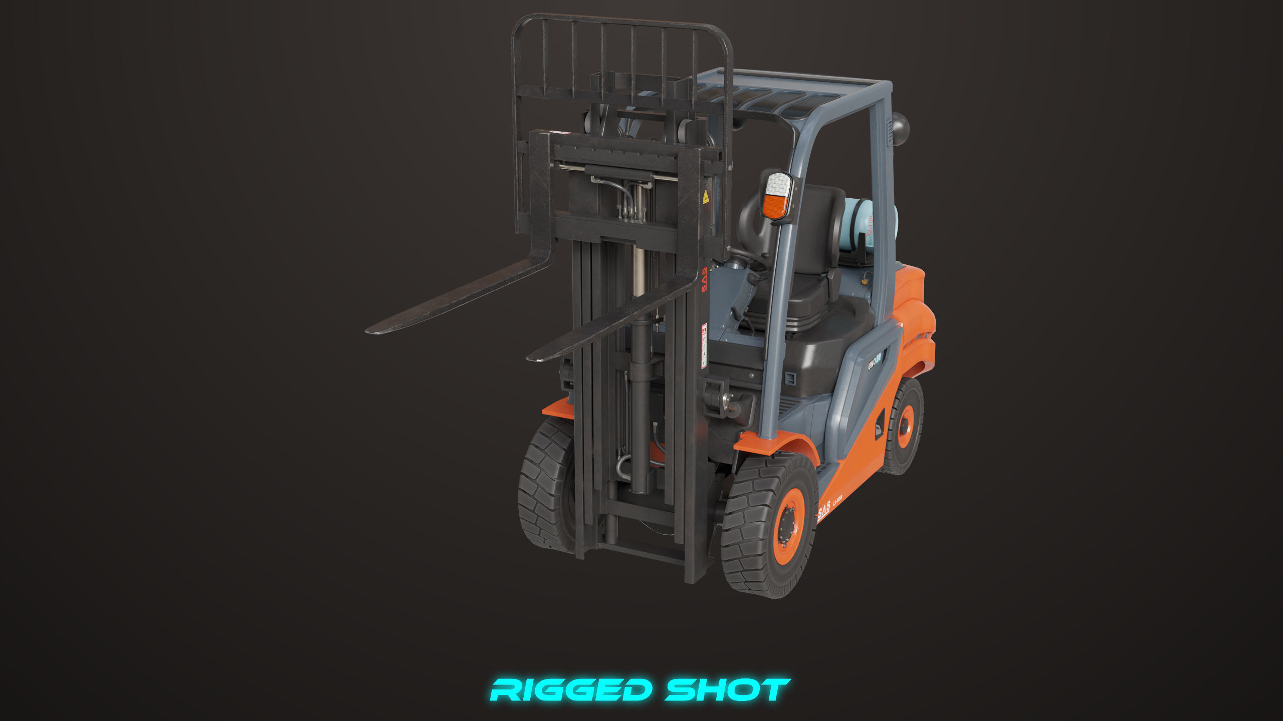 Forklift Truck 02 Orange All PBR Unity UE Textures Low-poly 3D model_23