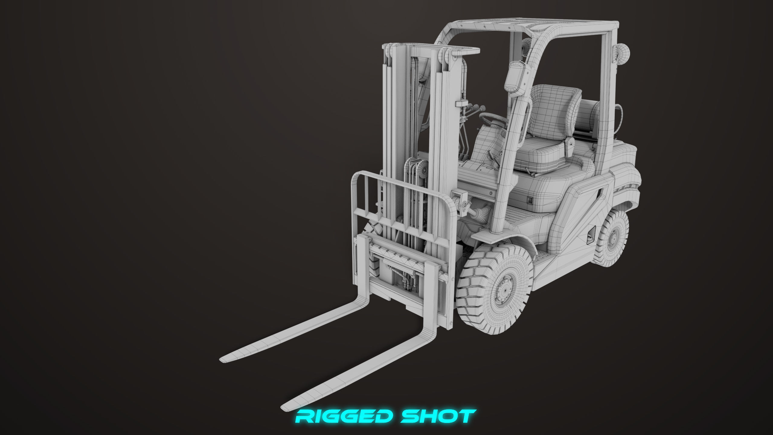 Forklift Truck 02 Orange All PBR Unity UE Textures Low-poly 3D model_41