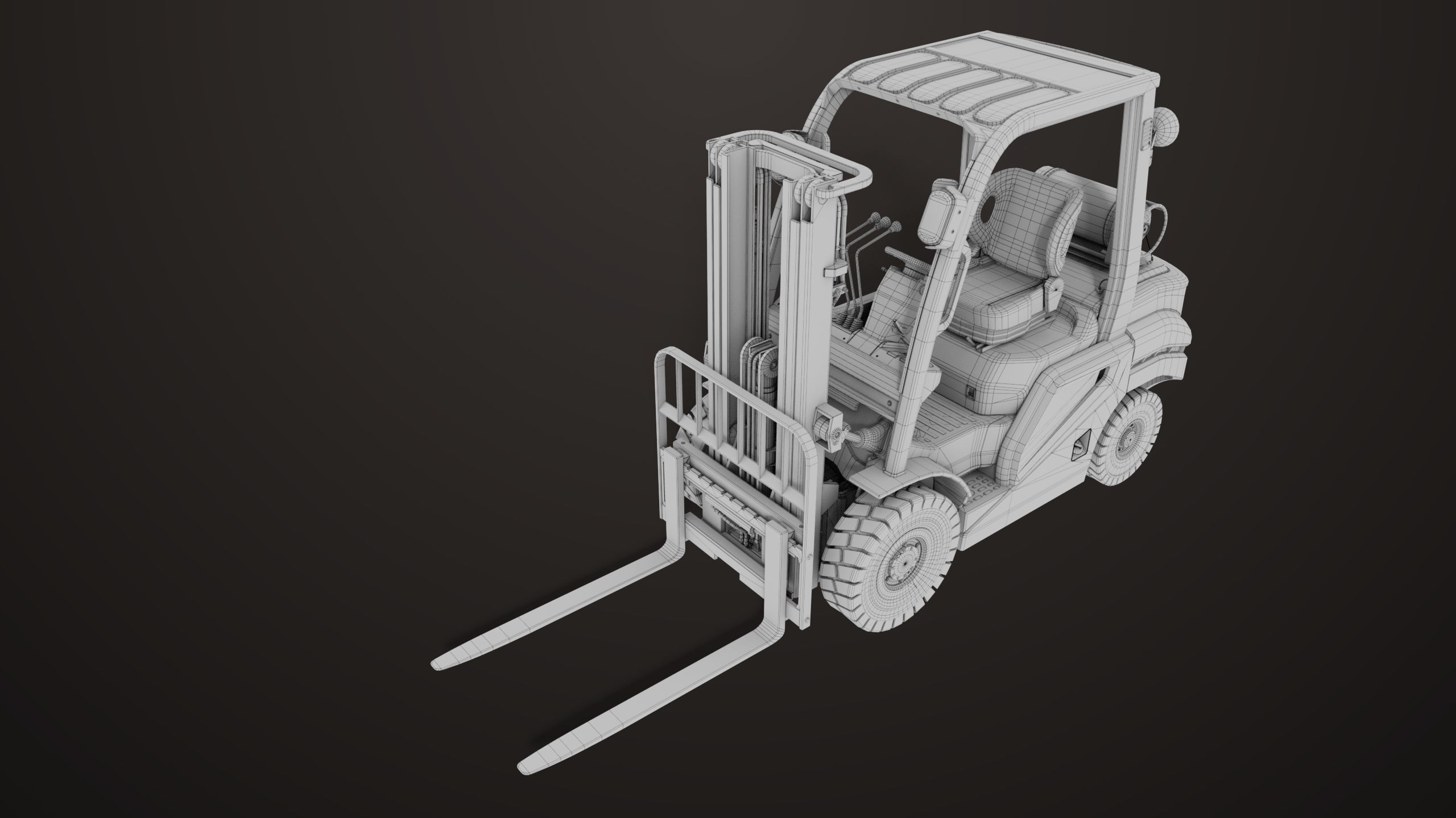 Forklift Truck 02 Orange All PBR Unity UE Textures Low-poly 3D model_34