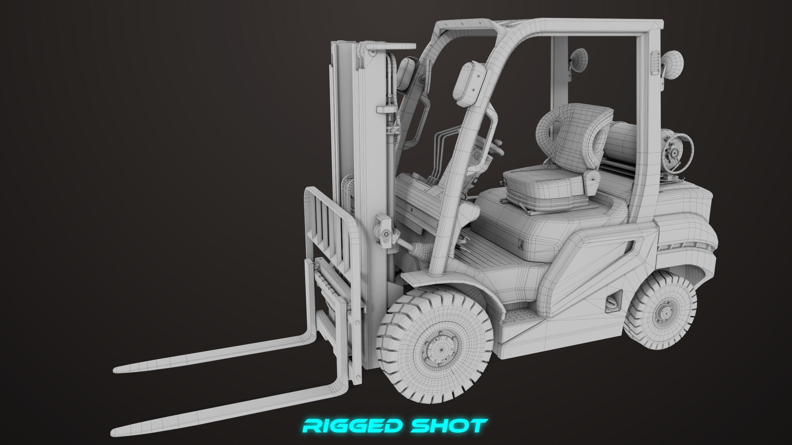 Forklift Truck 02 Orange All PBR Unity UE Textures Low-poly 3D model_52