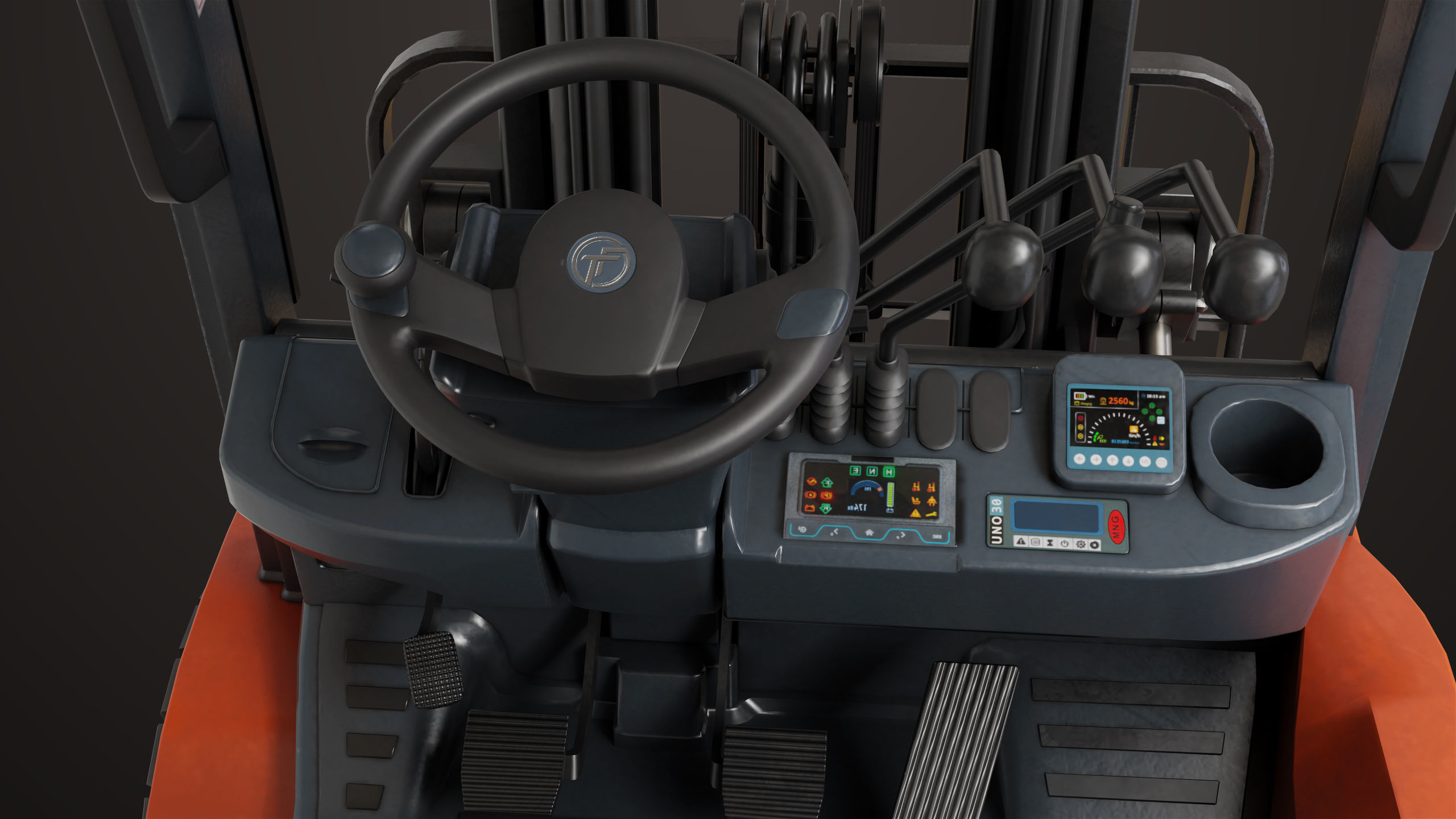 Forklift Truck 02 Orange All PBR Unity UE Textures Low-poly 3D model_11