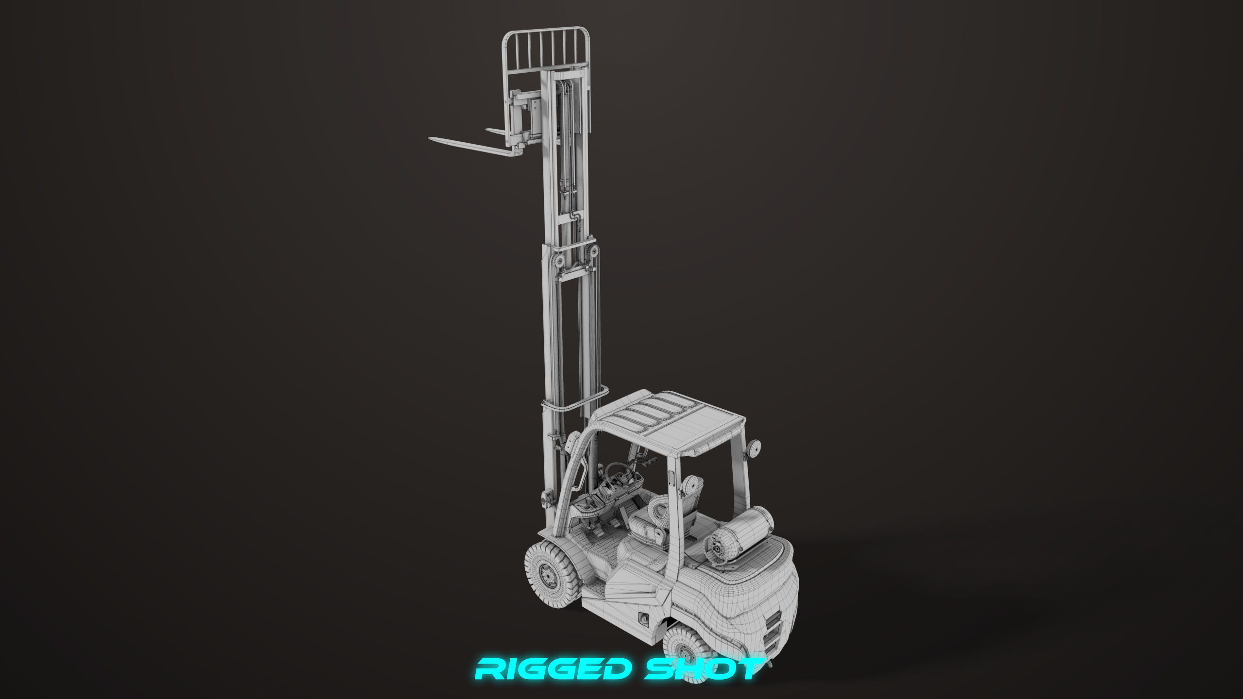 Forklift Truck 02 Orange All PBR Unity UE Textures Low-poly 3D model_47