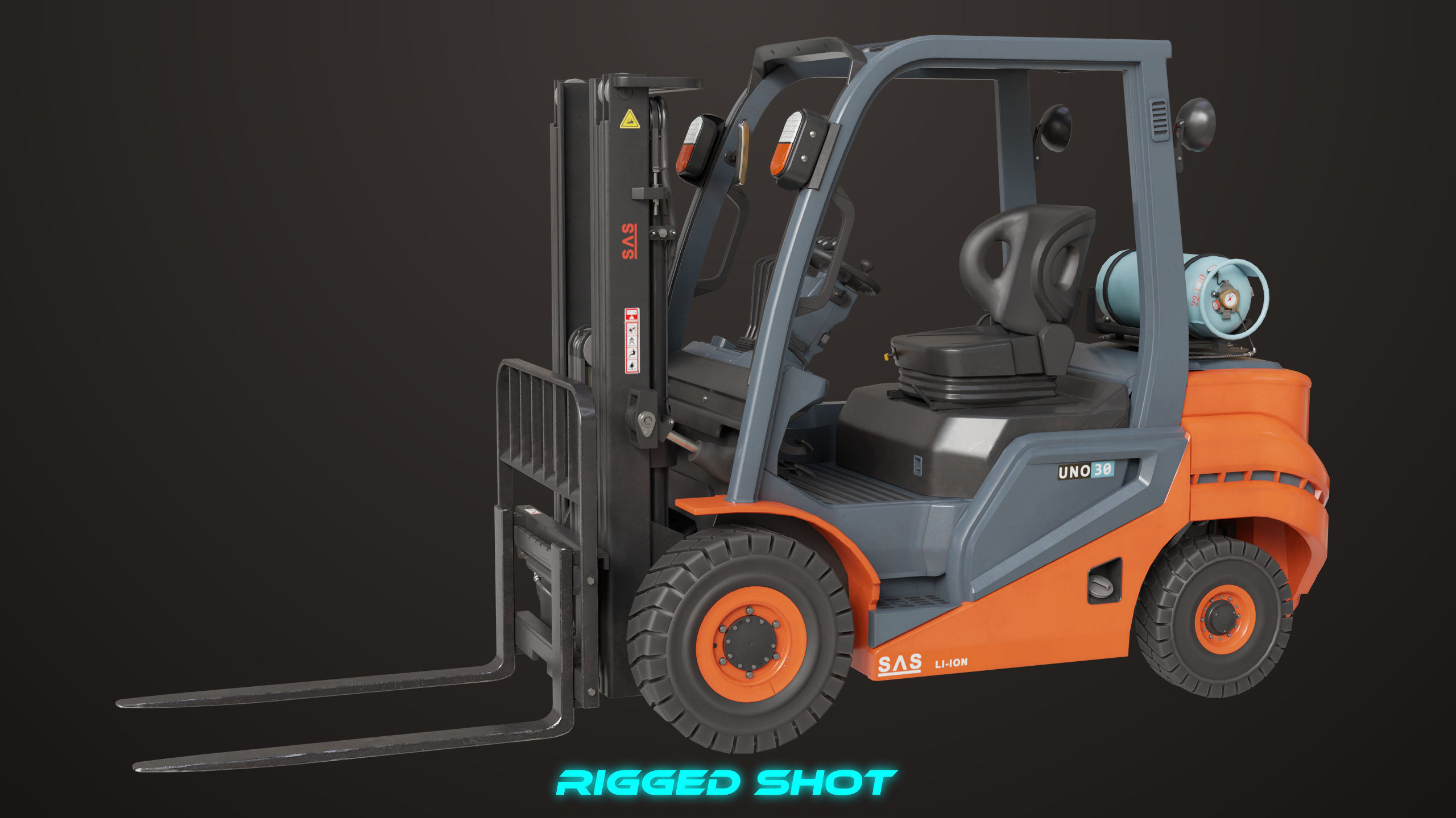 Forklift Truck 02 Orange All PBR Unity UE Textures Low-poly 3D model_26