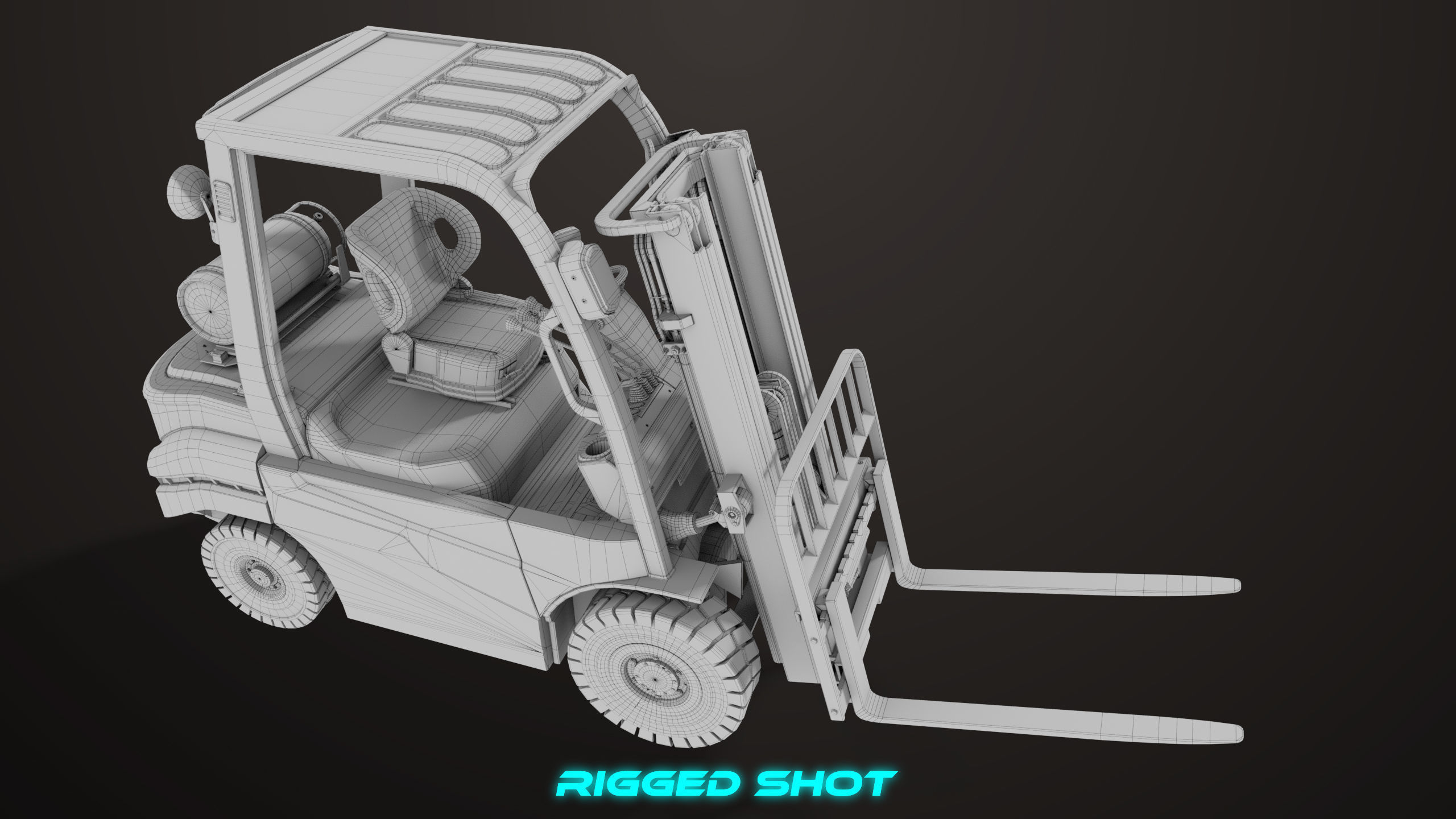 Forklift Truck 02 Orange All PBR Unity UE Textures Low-poly 3D model_54