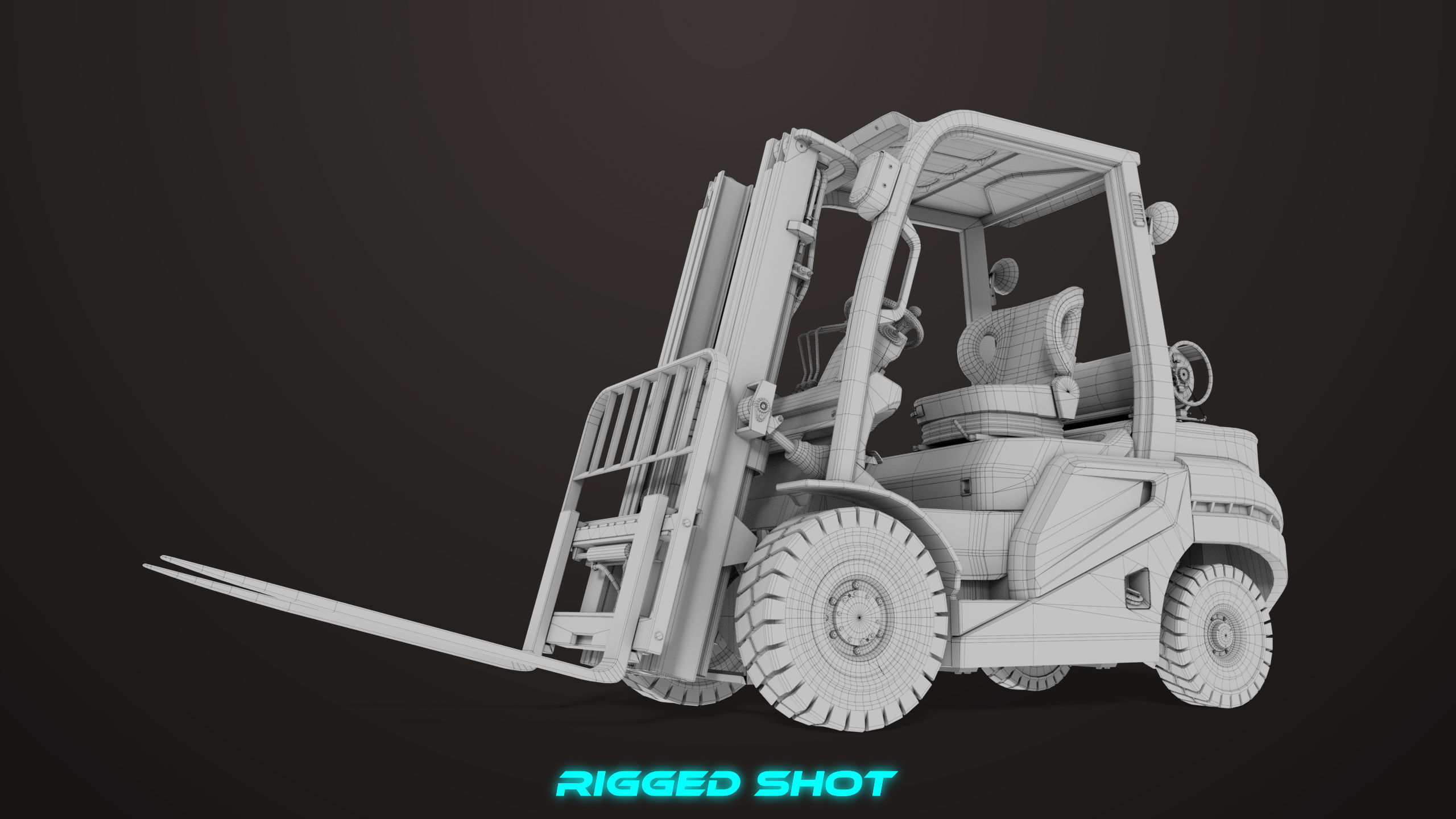 Forklift Truck 02 Orange All PBR Unity UE Textures Low-poly 3D model_55