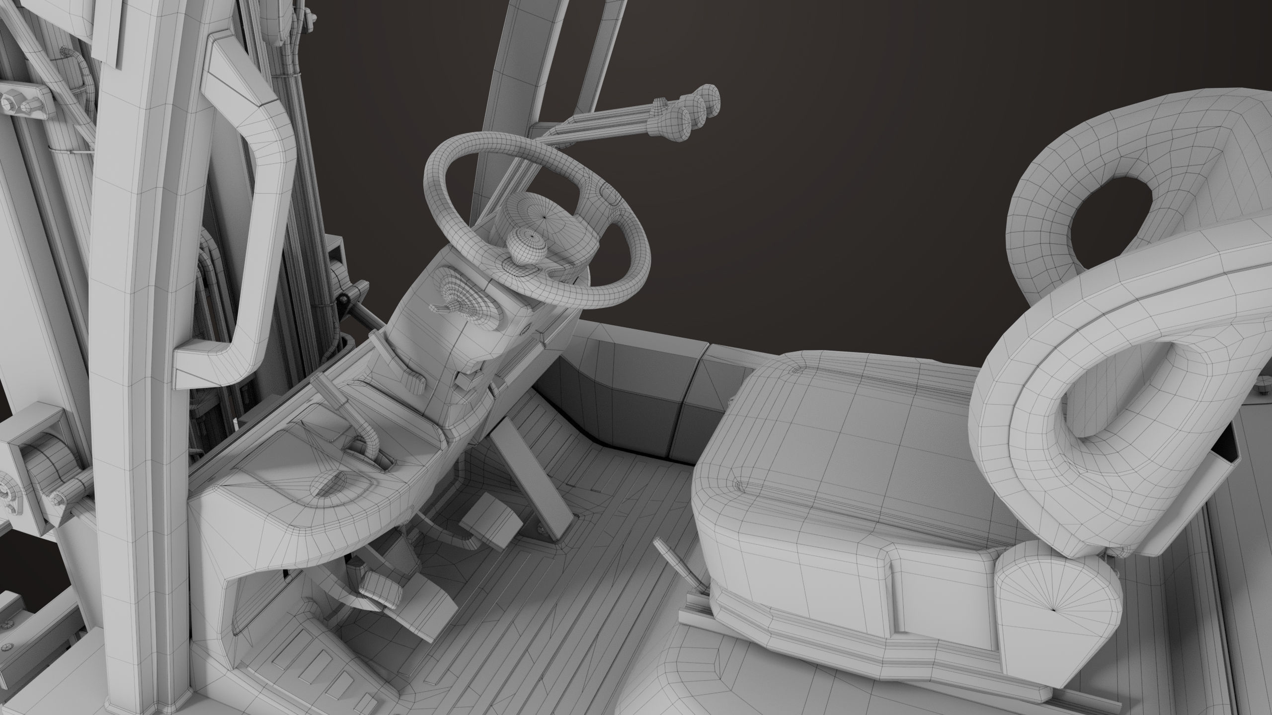 Forklift Truck 02 Orange All PBR Unity UE Textures Low-poly 3D model_38