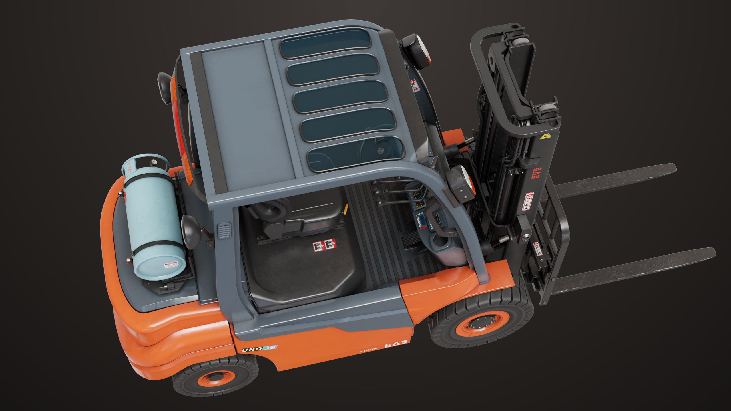 Forklift Truck 02 Orange All PBR Unity UE Textures Low-poly 3D model_14