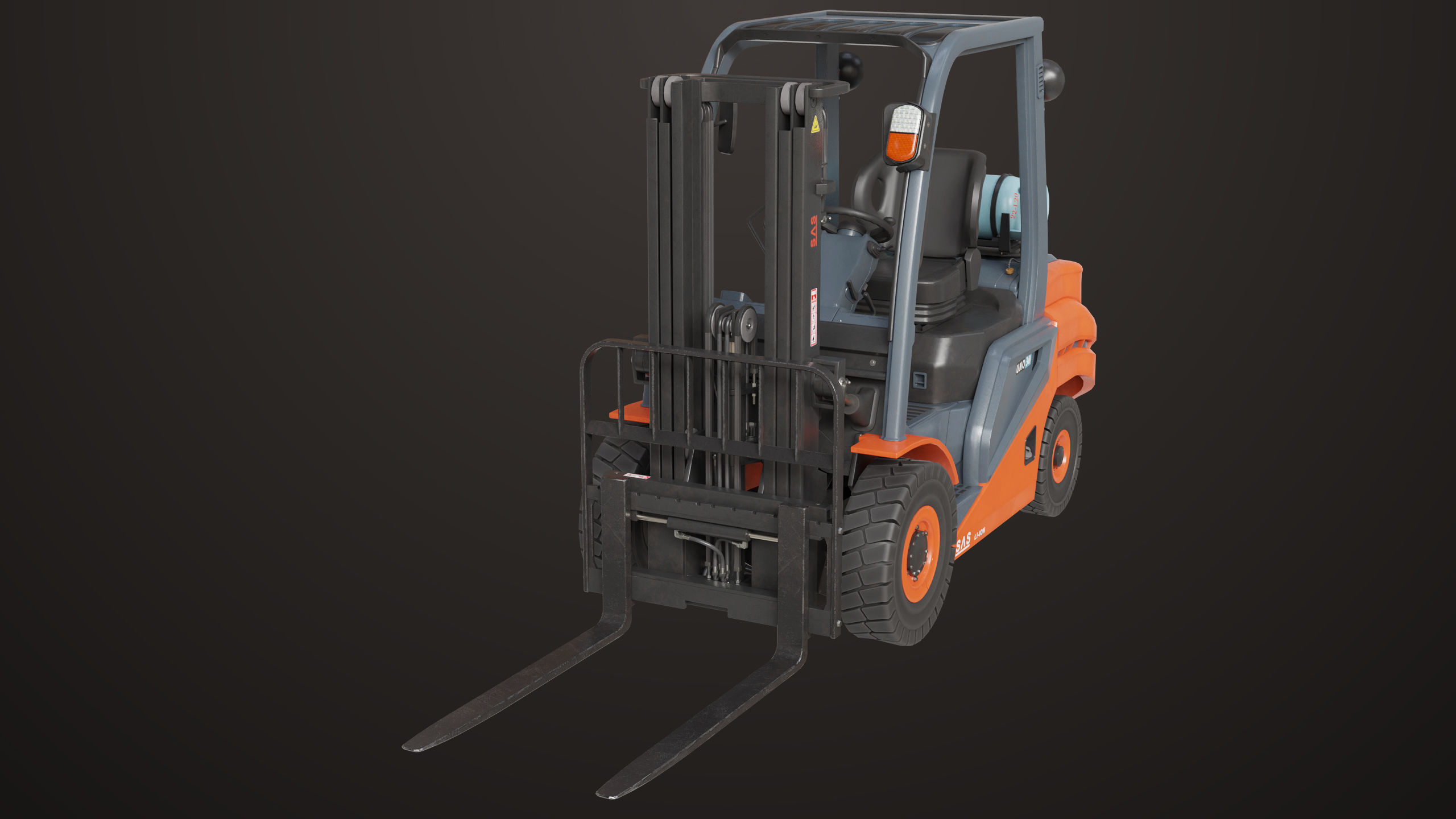 Forklift Truck 02 Orange All PBR Unity UE Textures Low-poly 3D model_17