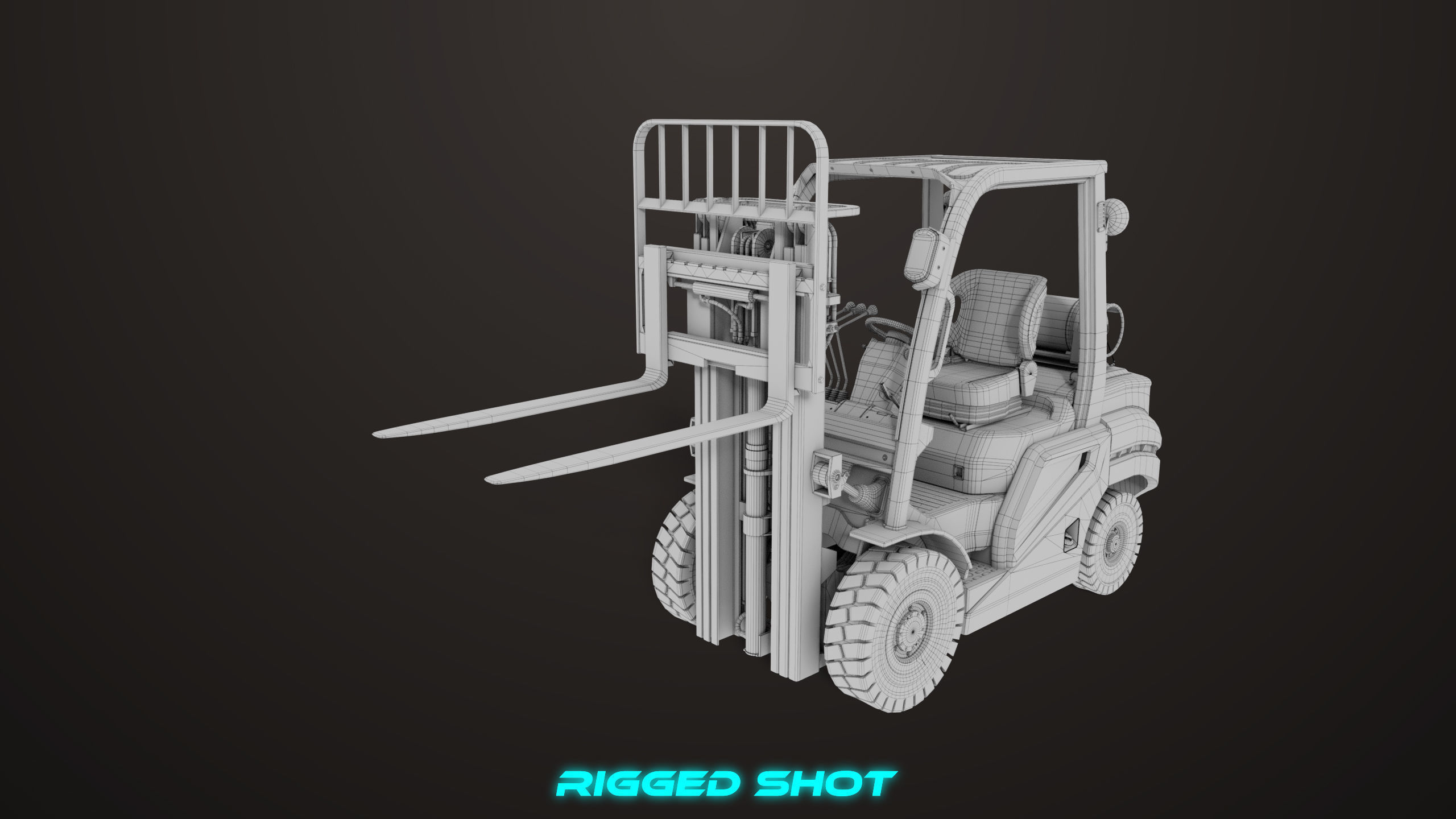 Forklift Truck 02 Orange All PBR Unity UE Textures Low-poly 3D model_42