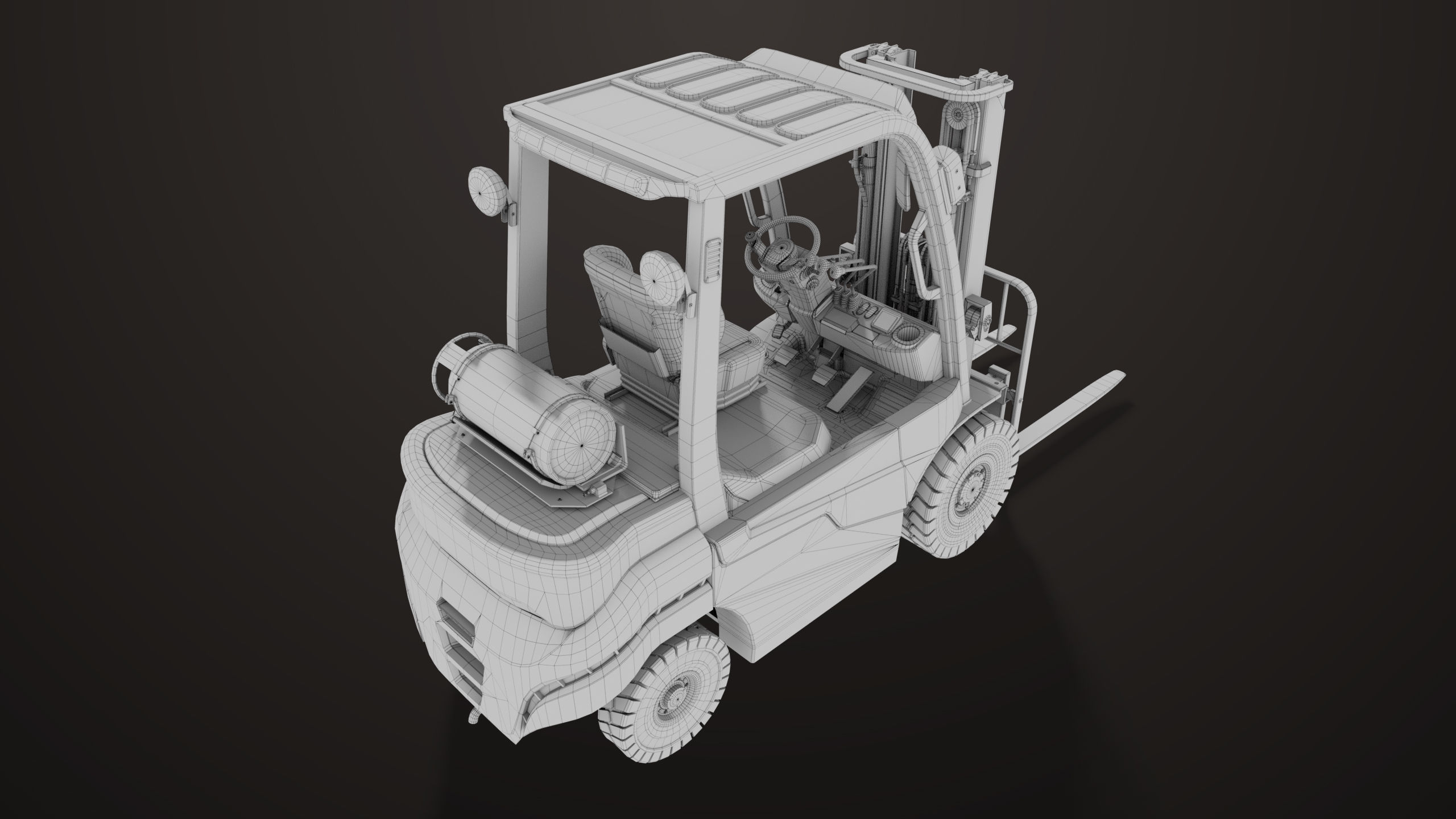 Forklift Truck 02 Orange All PBR Unity UE Textures Low-poly 3D model_36
