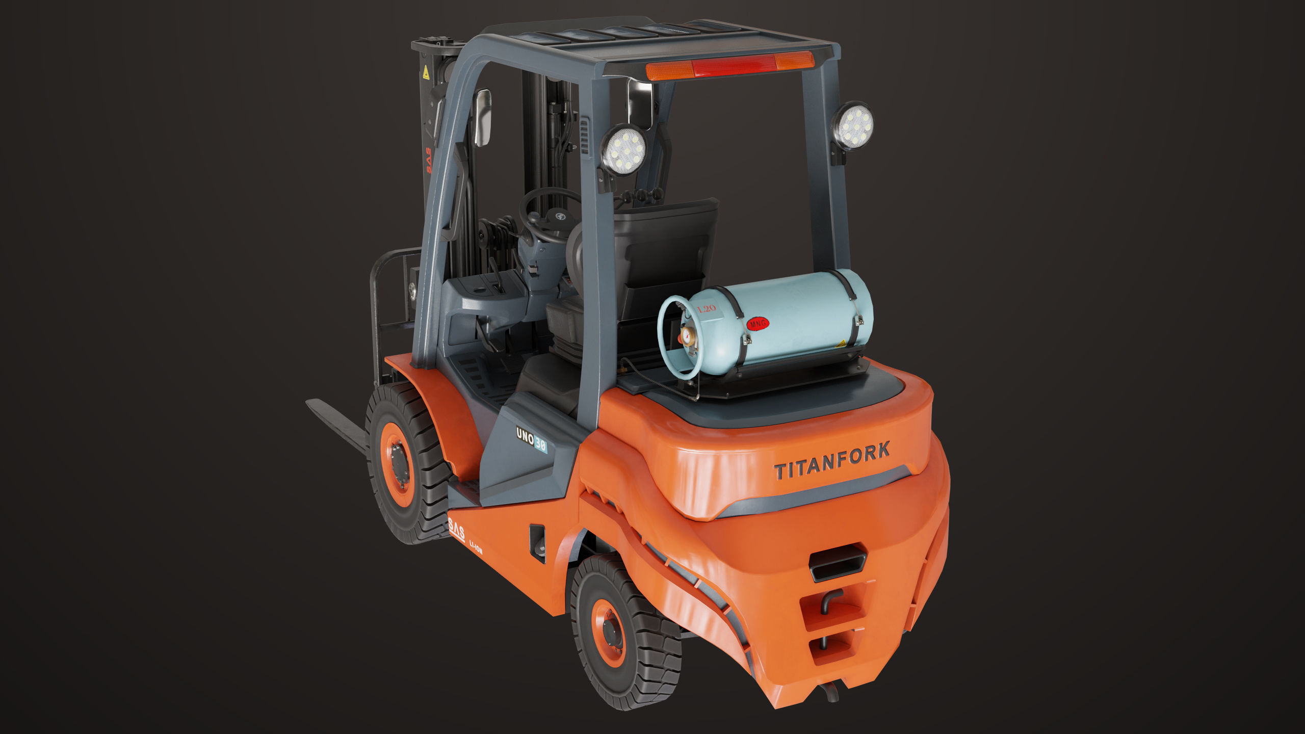 Forklift Truck 02 Orange All PBR Unity UE Textures Low-poly 3D model_32