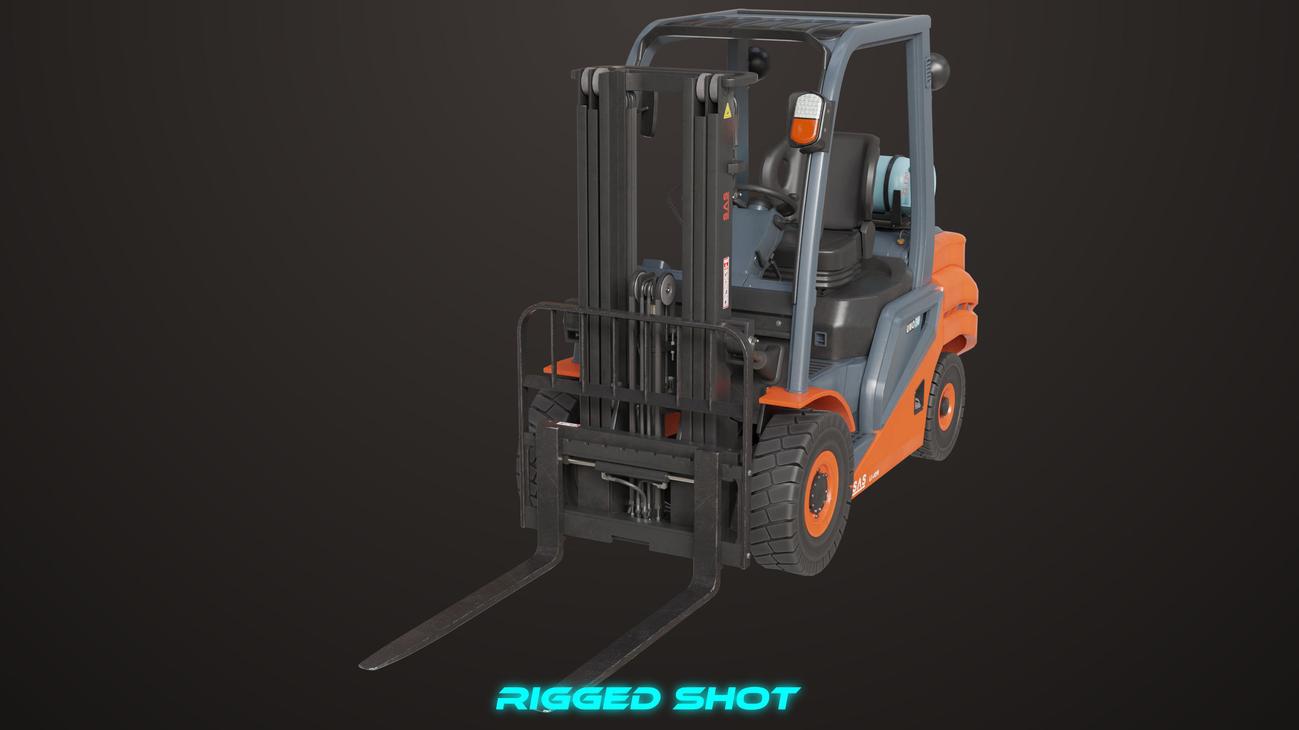 Forklift Truck 02 Orange All PBR Unity UE Textures Low-poly 3D model_21