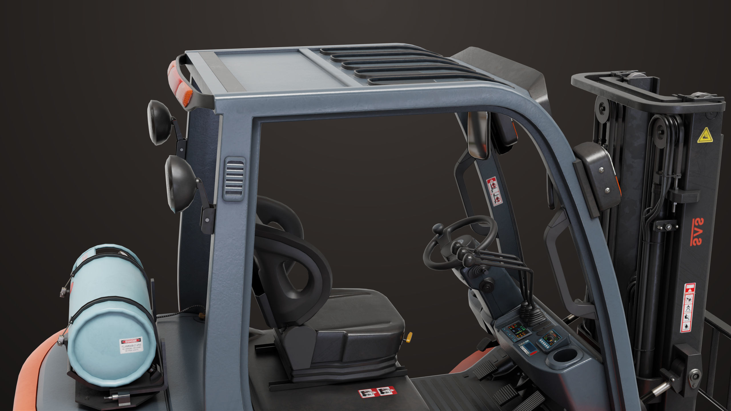 Forklift Truck 02 Orange All PBR Unity UE Textures Low-poly 3D model_15