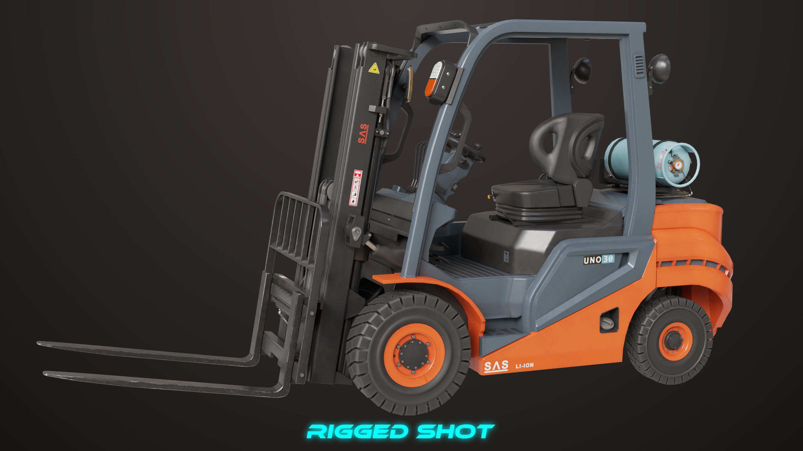 Forklift Truck 02 Orange All PBR Unity UE Textures Low-poly 3D model_8