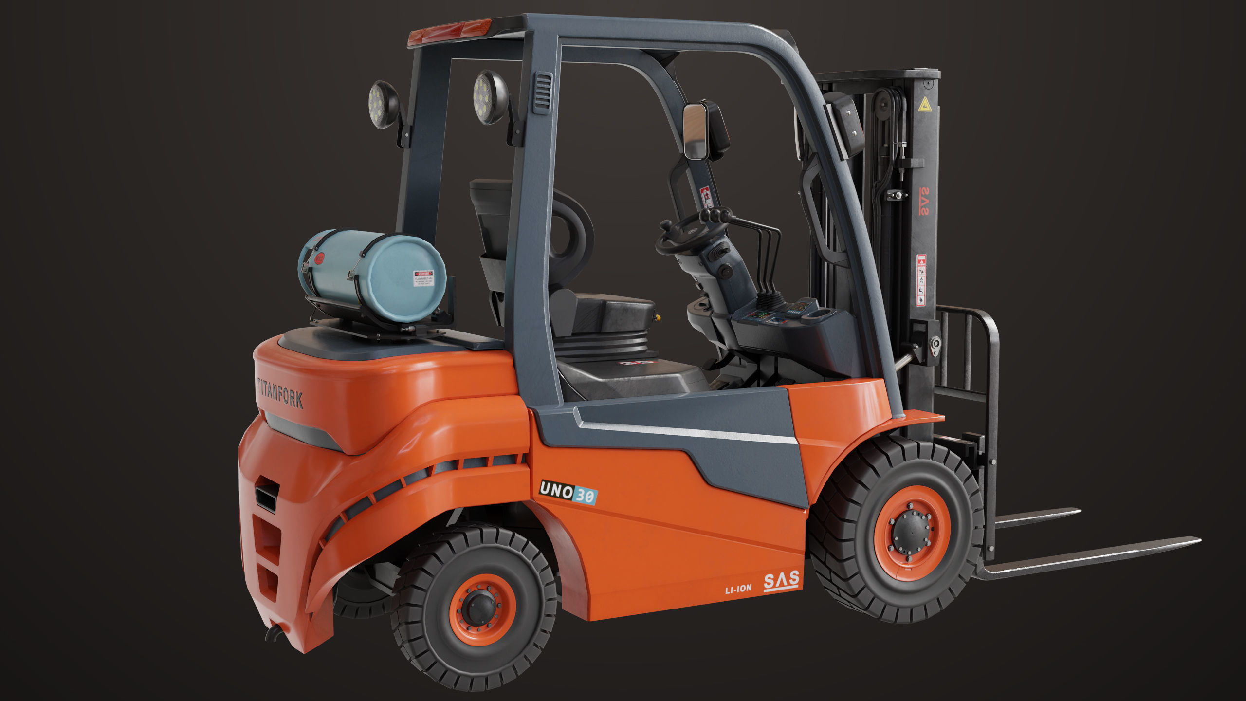 Forklift Truck 02 Orange All PBR Unity UE Textures Low-poly 3D model_28