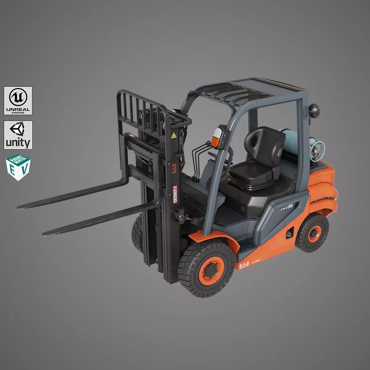 Forklift Truck 02 Orange All PBR Unity UE Textures Low-poly 3D model_0