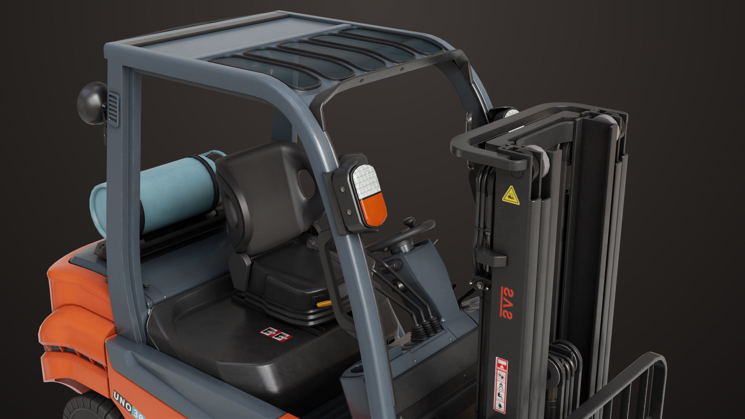 Forklift Truck 02 Orange All PBR Unity UE Textures Low-poly 3D model_12