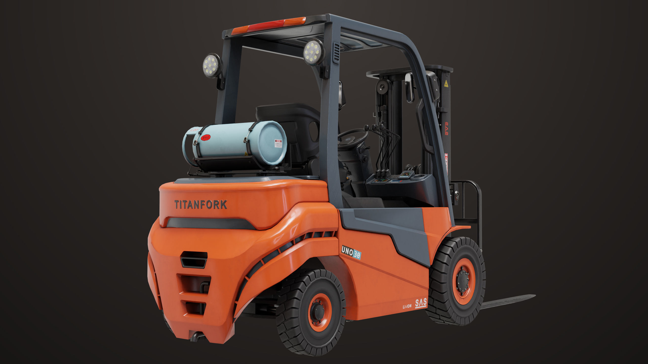 Forklift Truck 02 Orange All PBR Unity UE Textures Low-poly 3D model_3