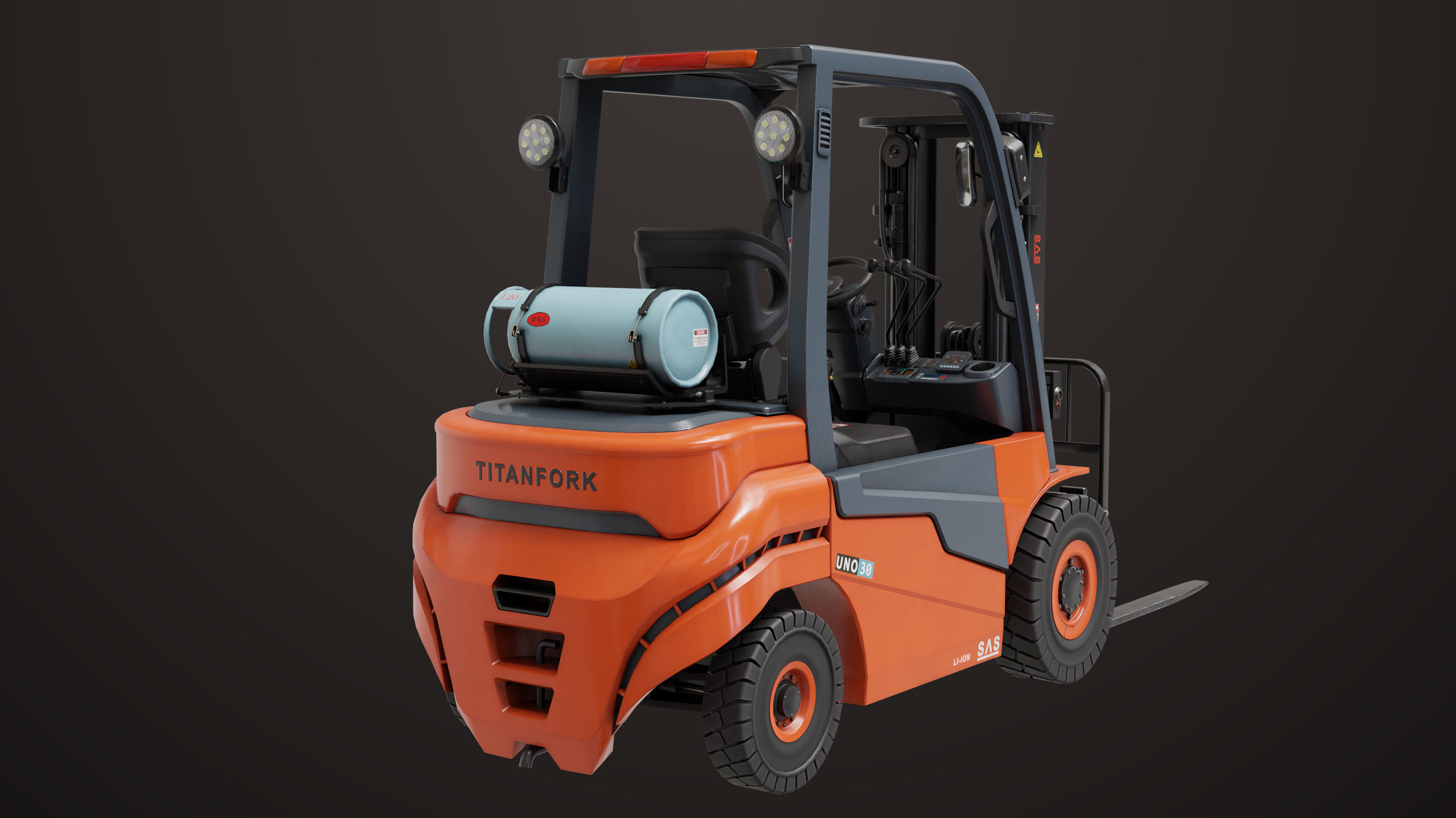 Forklift Truck 02 Orange All PBR Unity UE Textures Low-poly 3D model_16