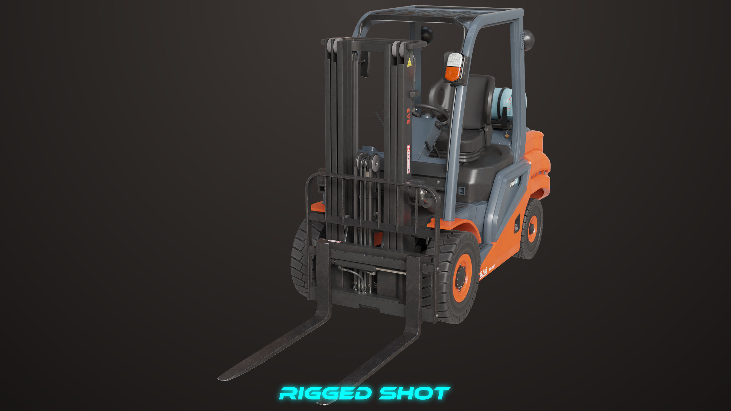 Forklift Truck 02 Orange All PBR Unity UE Textures Low-poly 3D model_4