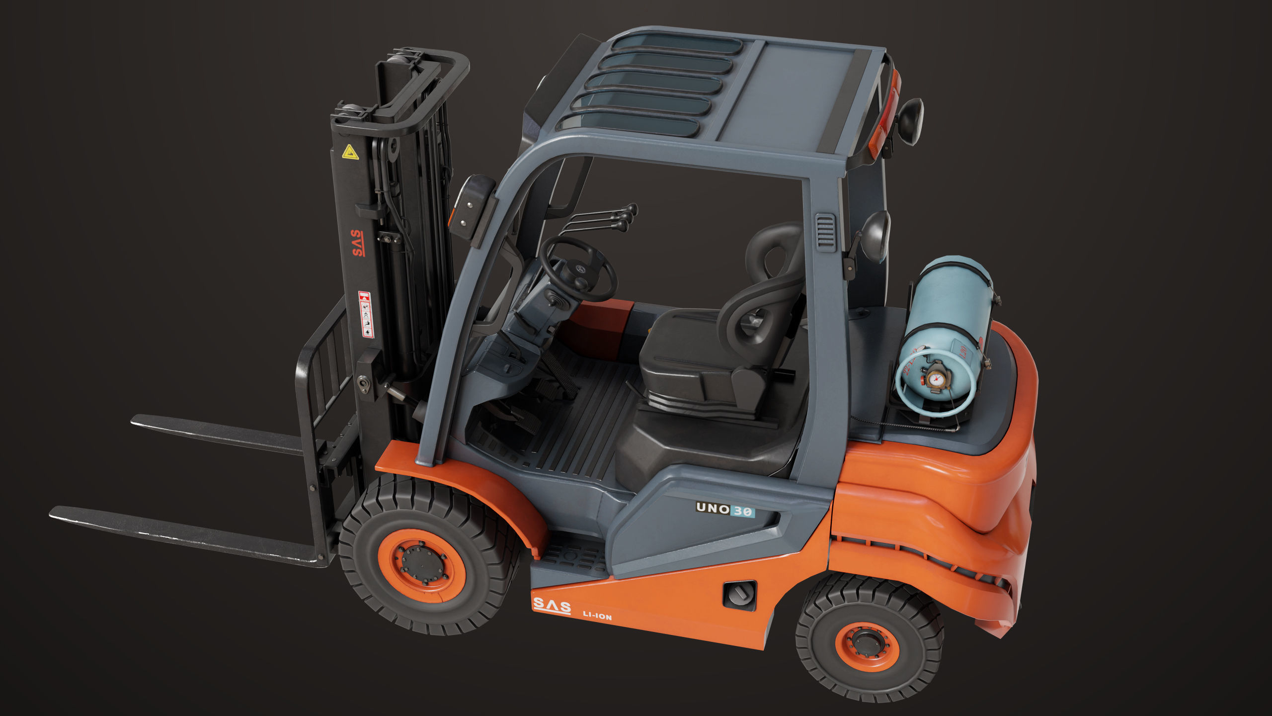 Forklift Truck 02 Orange All PBR Unity UE Textures Low-poly 3D model_1