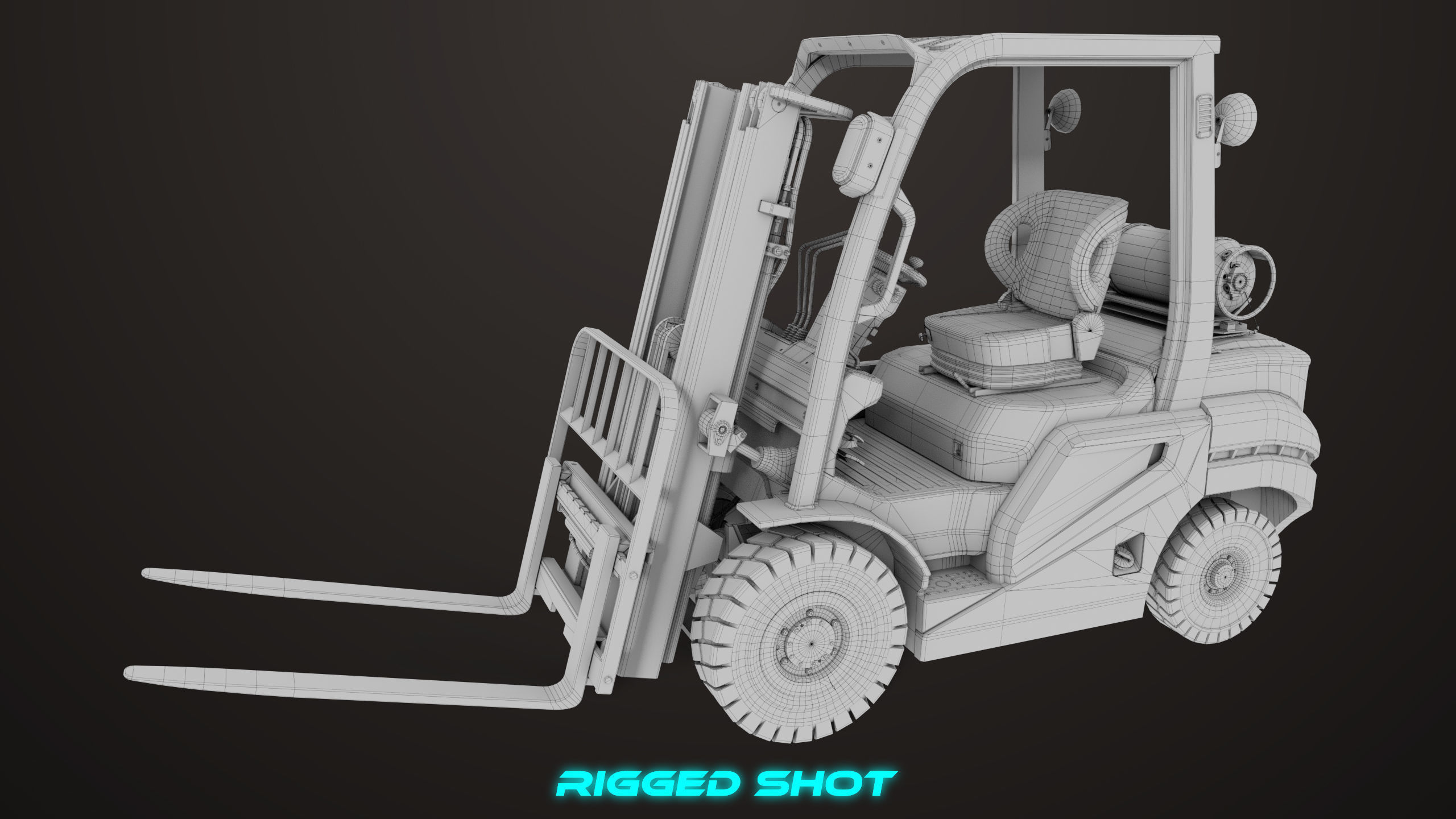 Forklift Truck 02 Orange All PBR Unity UE Textures Low-poly 3D model_53