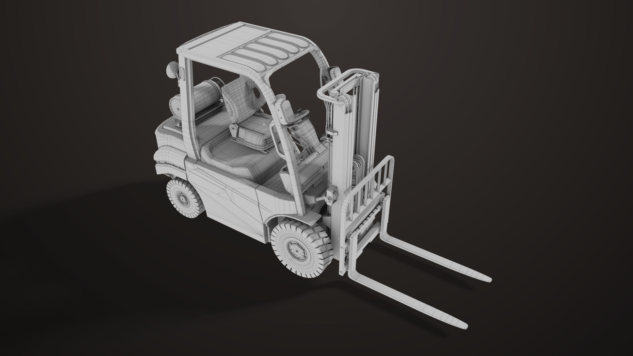 Forklift Truck 02 Orange All PBR Unity UE Textures Low-poly 3D model_35