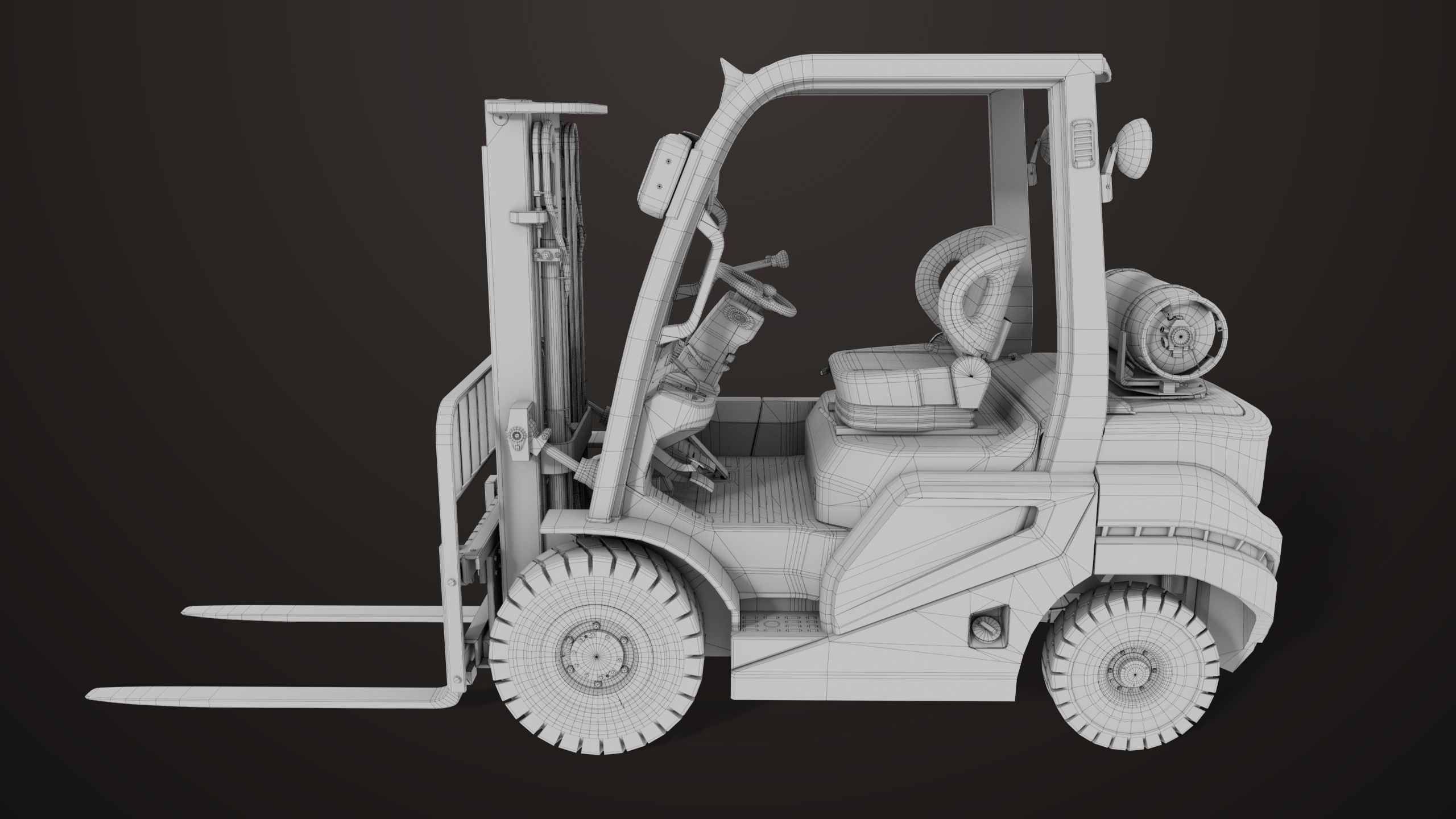 Forklift Truck 02 Orange All PBR Unity UE Textures Low-poly 3D model_33
