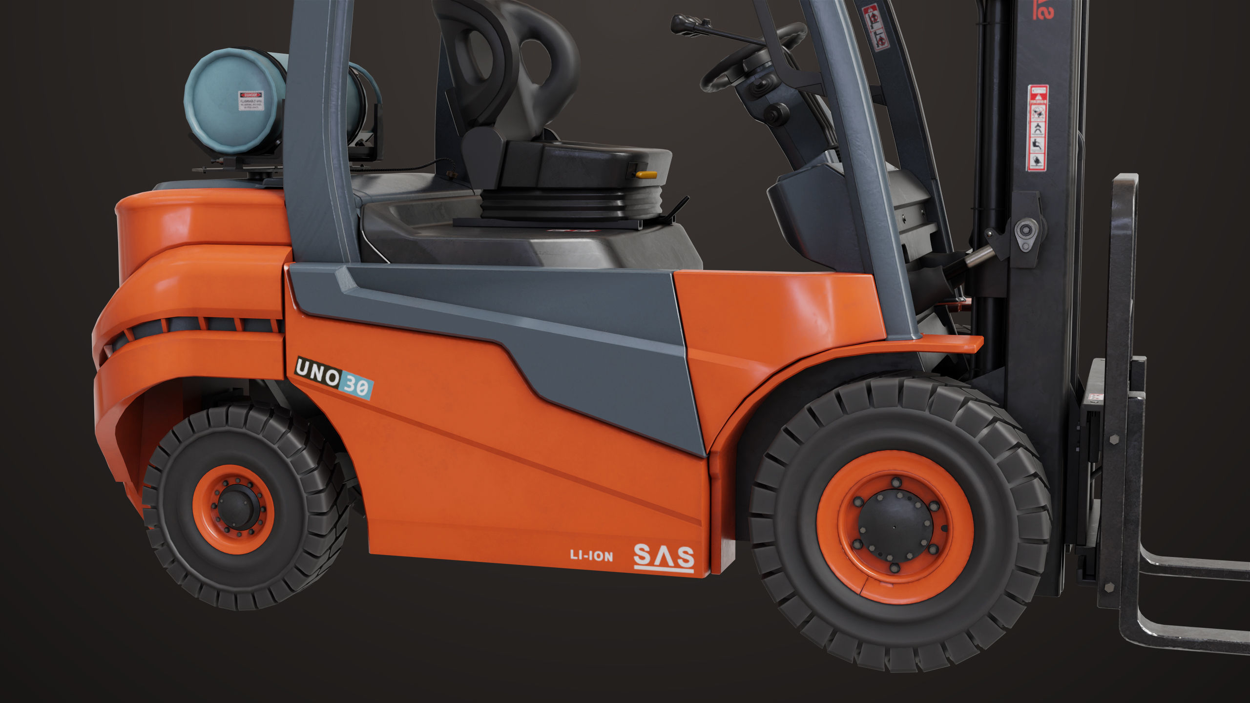 Forklift Truck 02 Orange All PBR Unity UE Textures Low-poly 3D model_13
