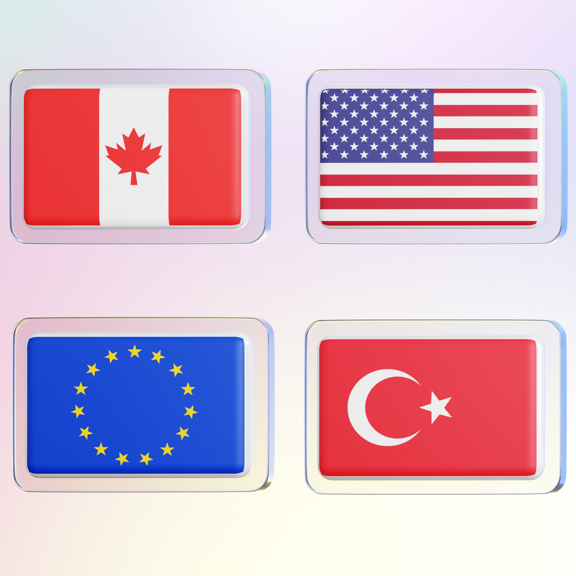 Country Flags Icon Pack from around the World 3D model_1