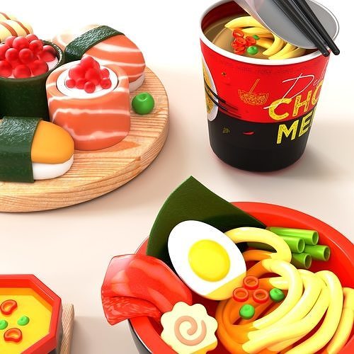 Set of Japanese Food 3D model 3