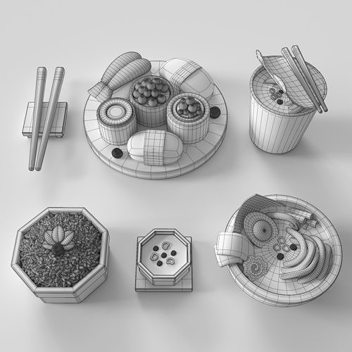 Set of Japanese Food 3D model 4