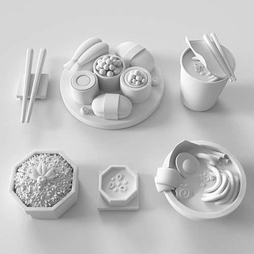 Set of Japanese Food 3D model 5