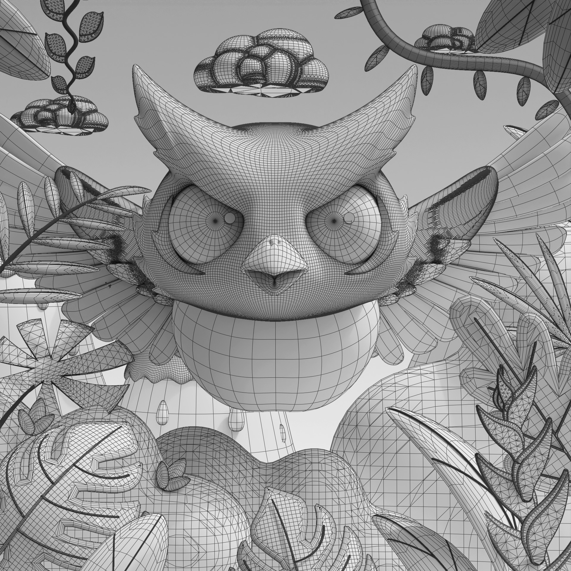 Cute Eye Owl Animal 3D model_5