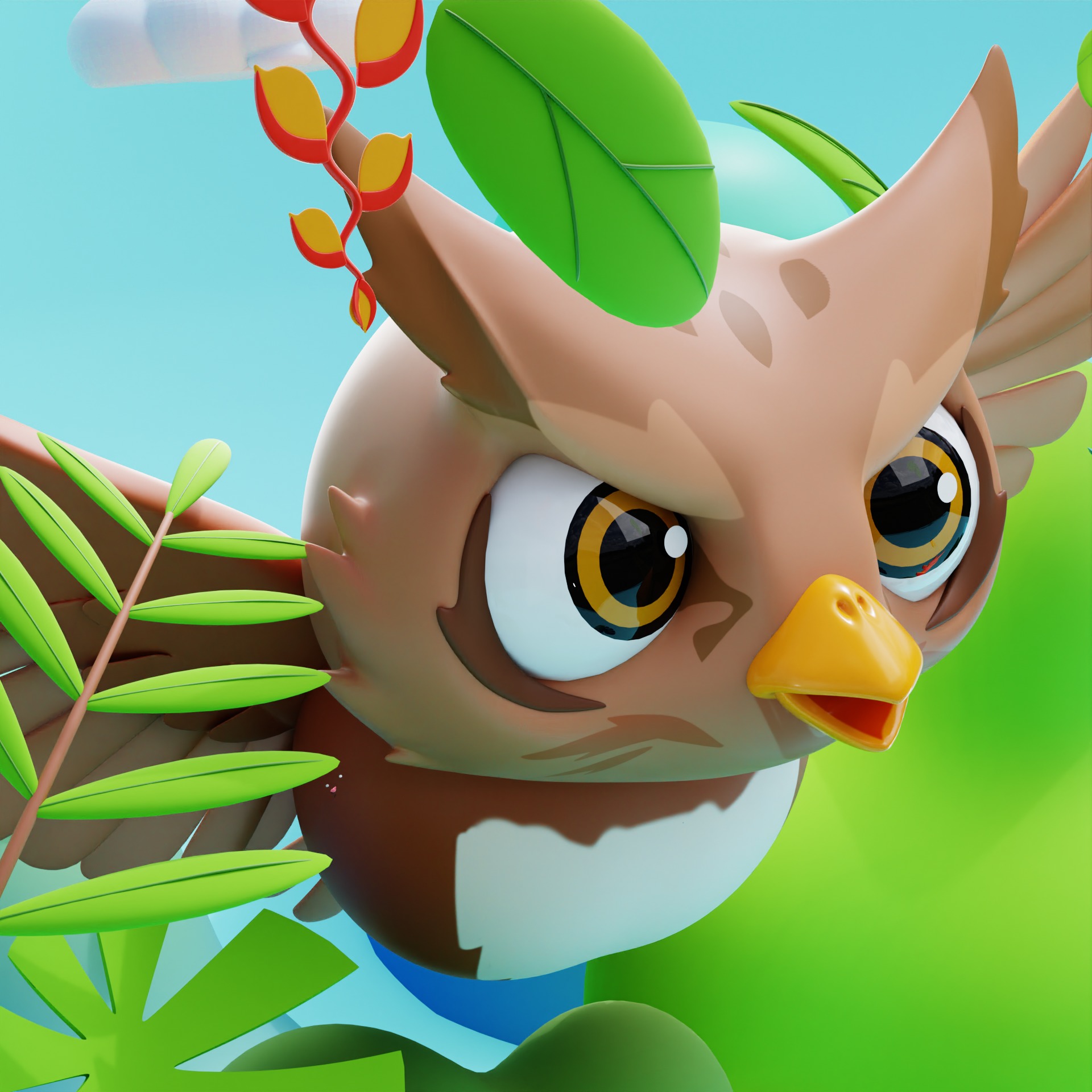 Cute Eye Owl Animal 3D model_3