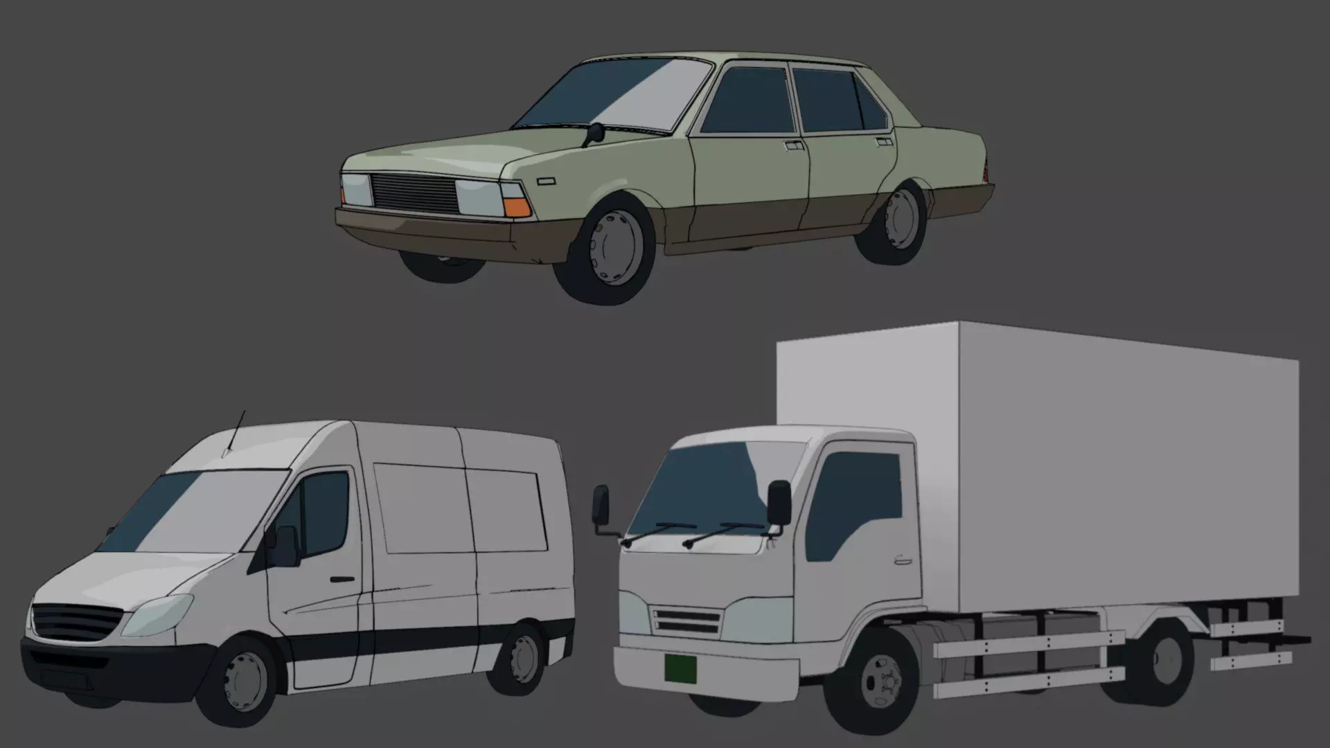 Blender Toonshaded Vehicle Kit Low-poly 3D model_0